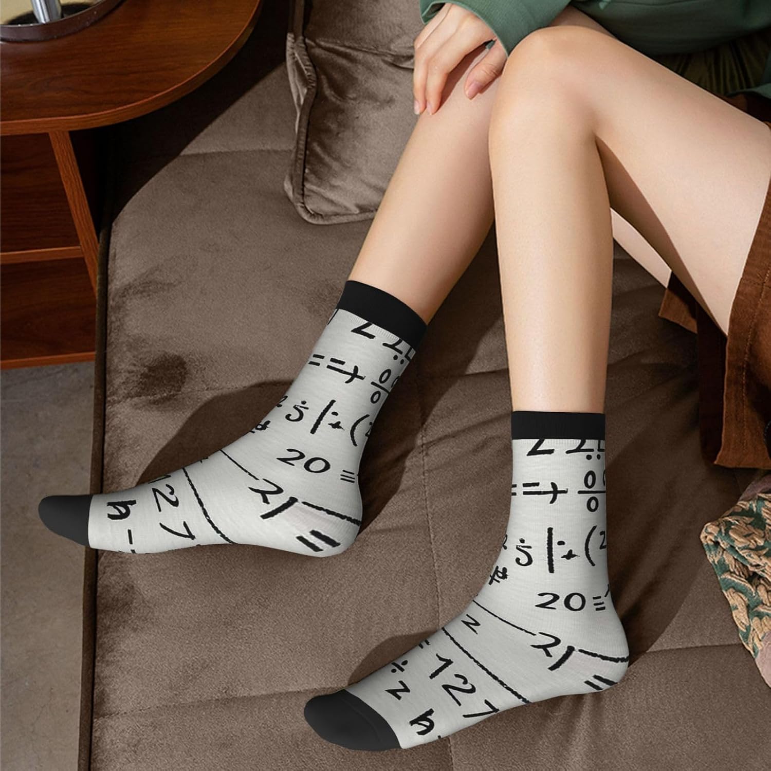Socks for Women Men Warm Breathable Boot Socks Math Formula Calf Socks Crew Sock for Hiking