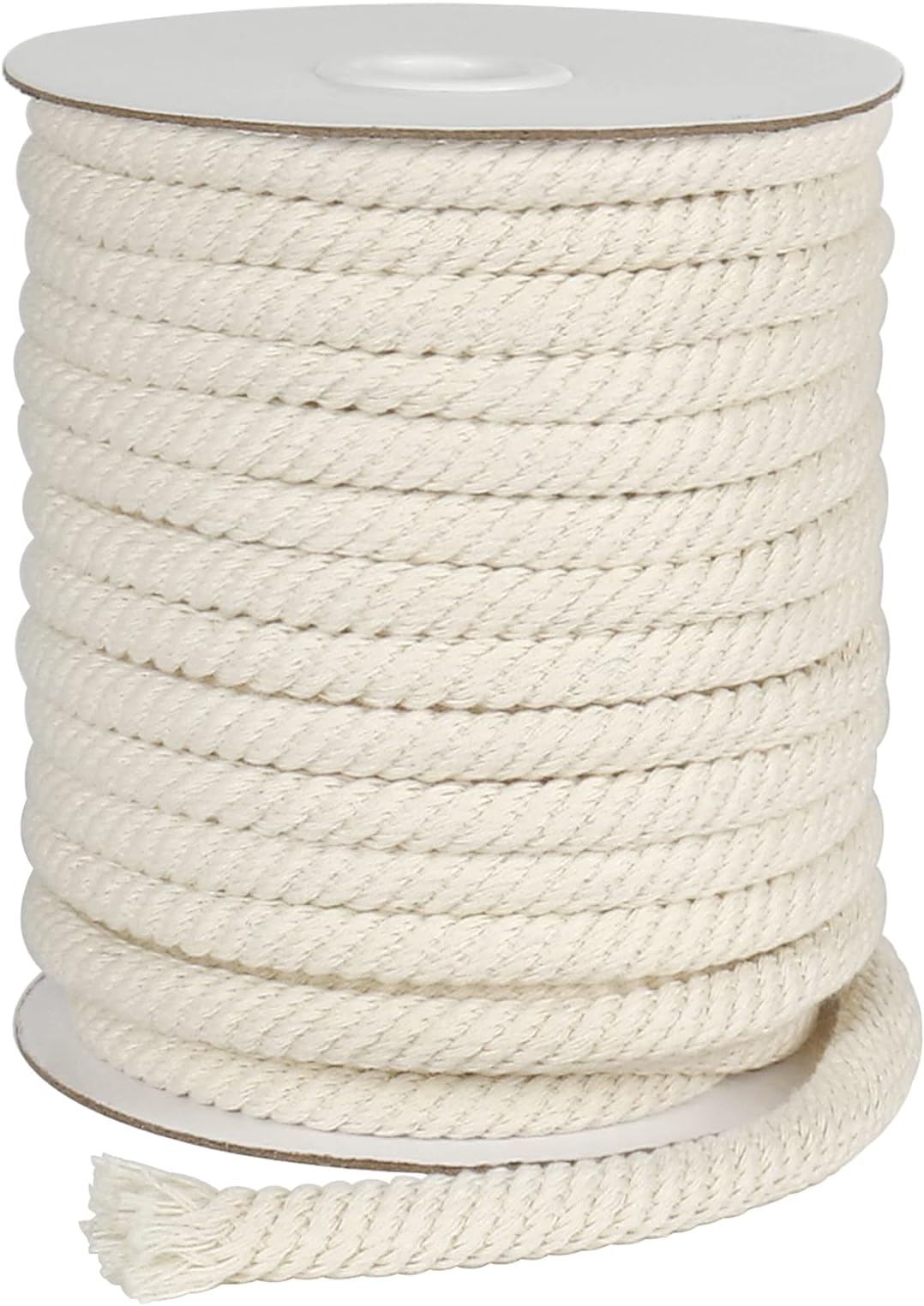 Tenn Well 8mm Cotton Rope, 66 Feet Braided Cotton Cord, Multi-Purpose Rope for Macrame Knotting, Wall Hangings, Clothes Lines, Drawstings and DIY Crafts (Beige)