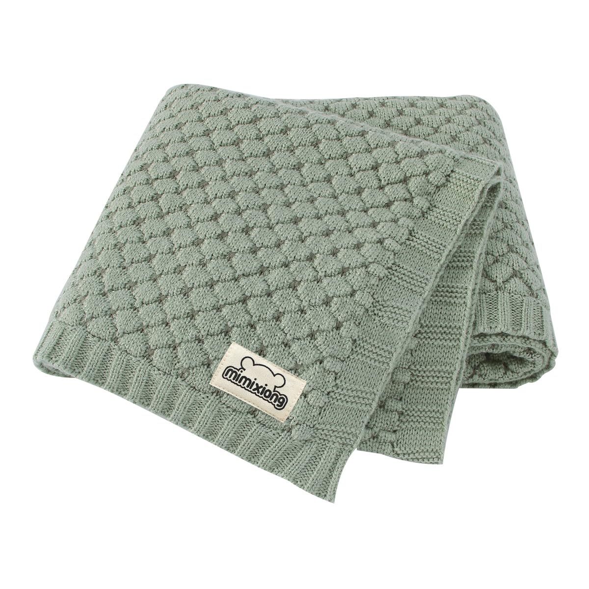 mimixiong Baby Blanket Knitted Soft Swaddling Receiving Baby Blankets for Crib Stroller Sage Green 40×30 Inch mimixiong Baby Blanket Knitted Soft Swaddling Receiving Baby Blankets for Crib Stroller Sage Green 40×30 Inch