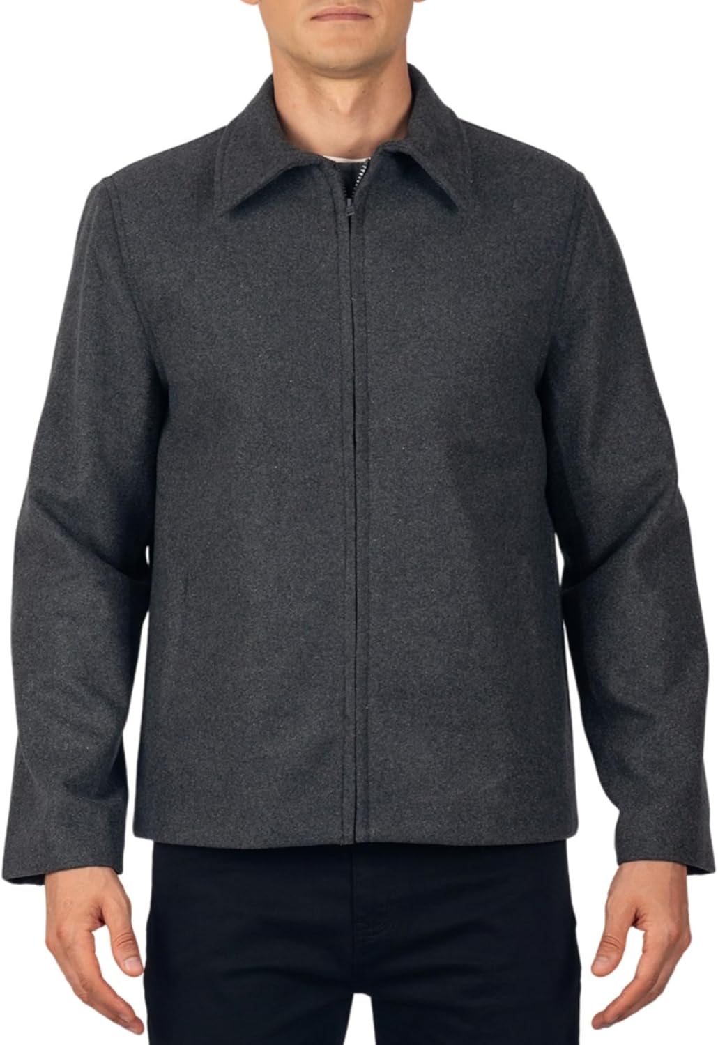 Alpine Swiss Grant Mens Wool Blend Jacket Classic Zip Up Coat Business Casual Hip Length Classic Collar Jacket Warm Coat - Image 2