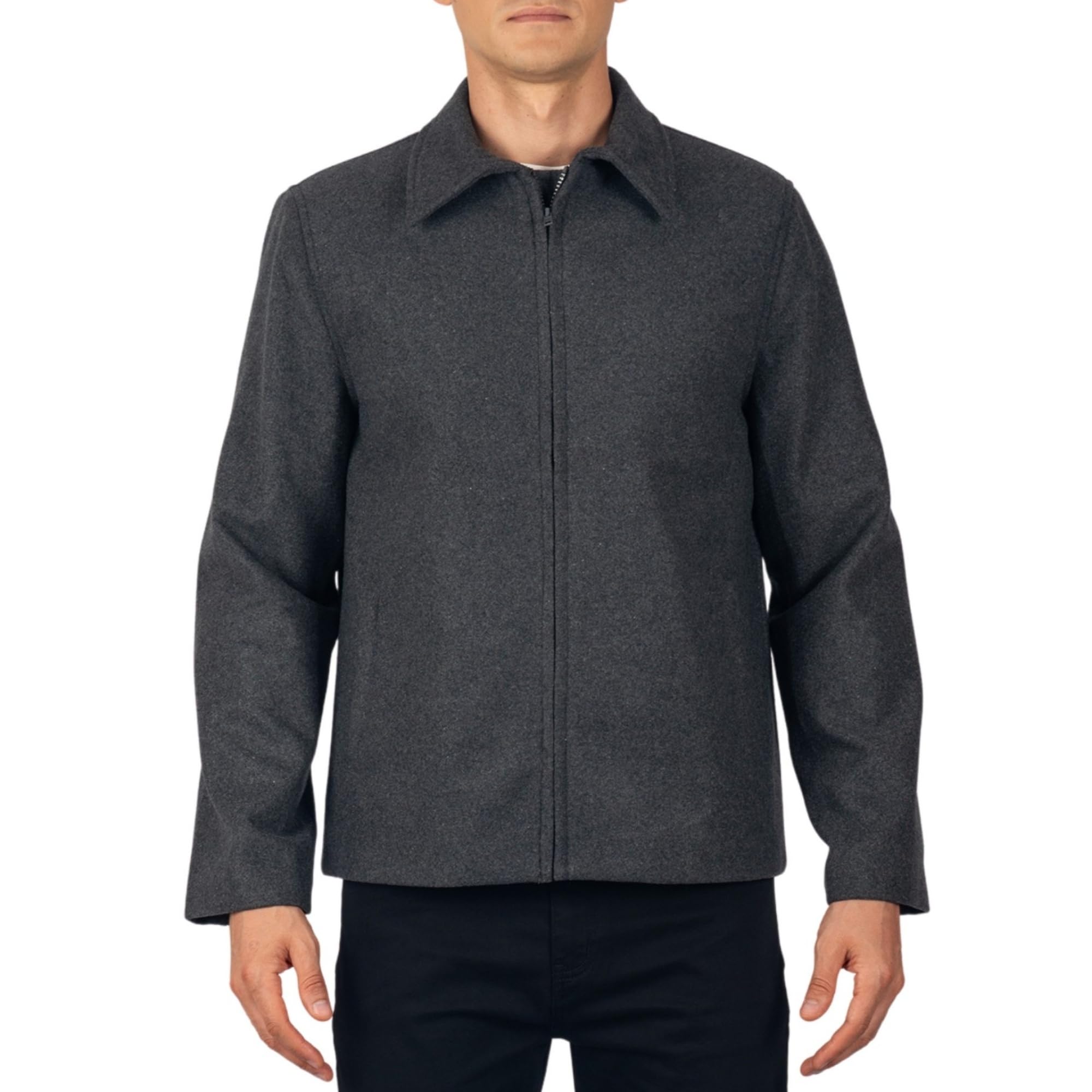 Alpine Swiss Grant męska kurtka wełniana – 71 cm James Dean Style Bomber z kieszeniami zapinanymi na zamek błyskawiczny