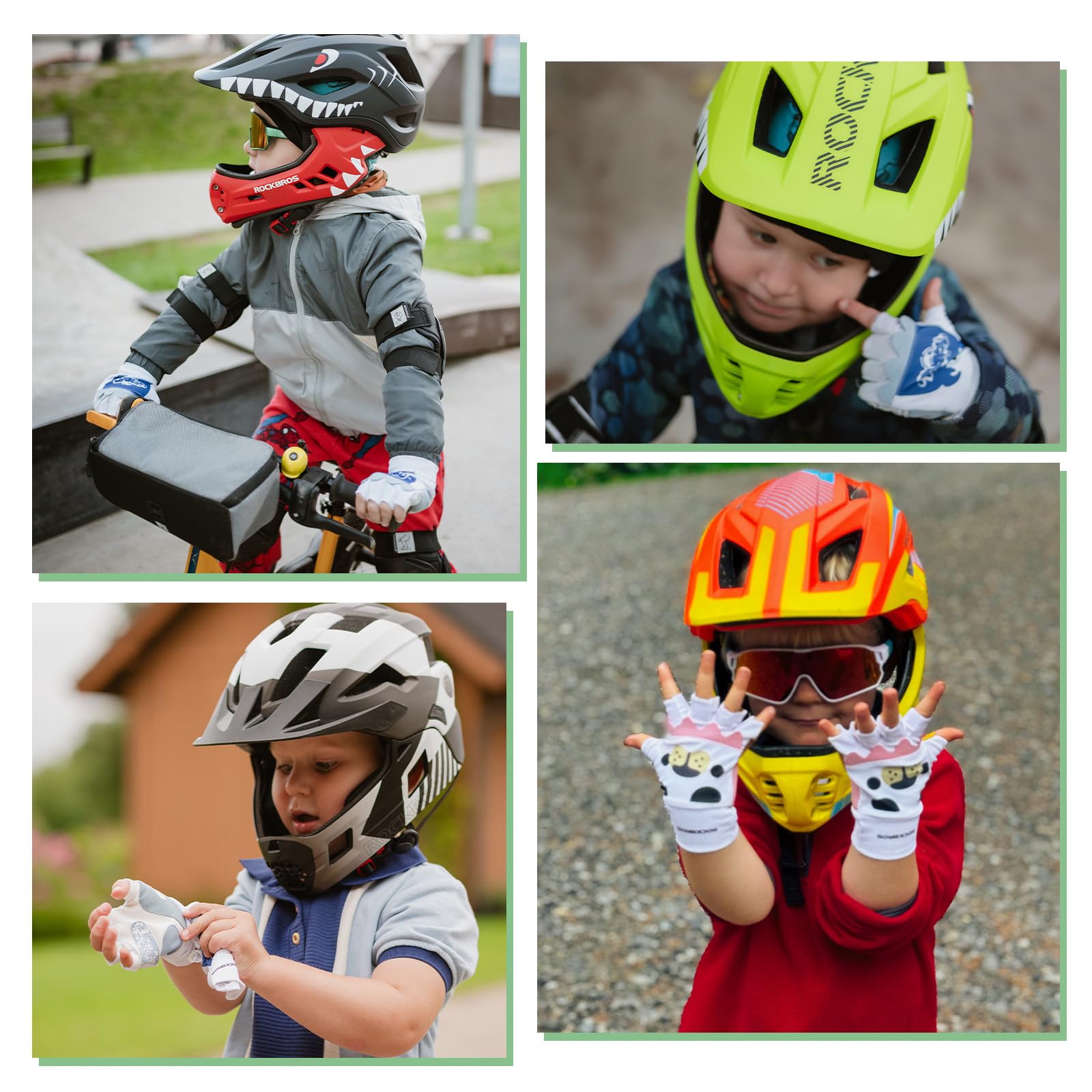 ROCKBROS Kinderhelm und Fingerlose Handschuhe Set