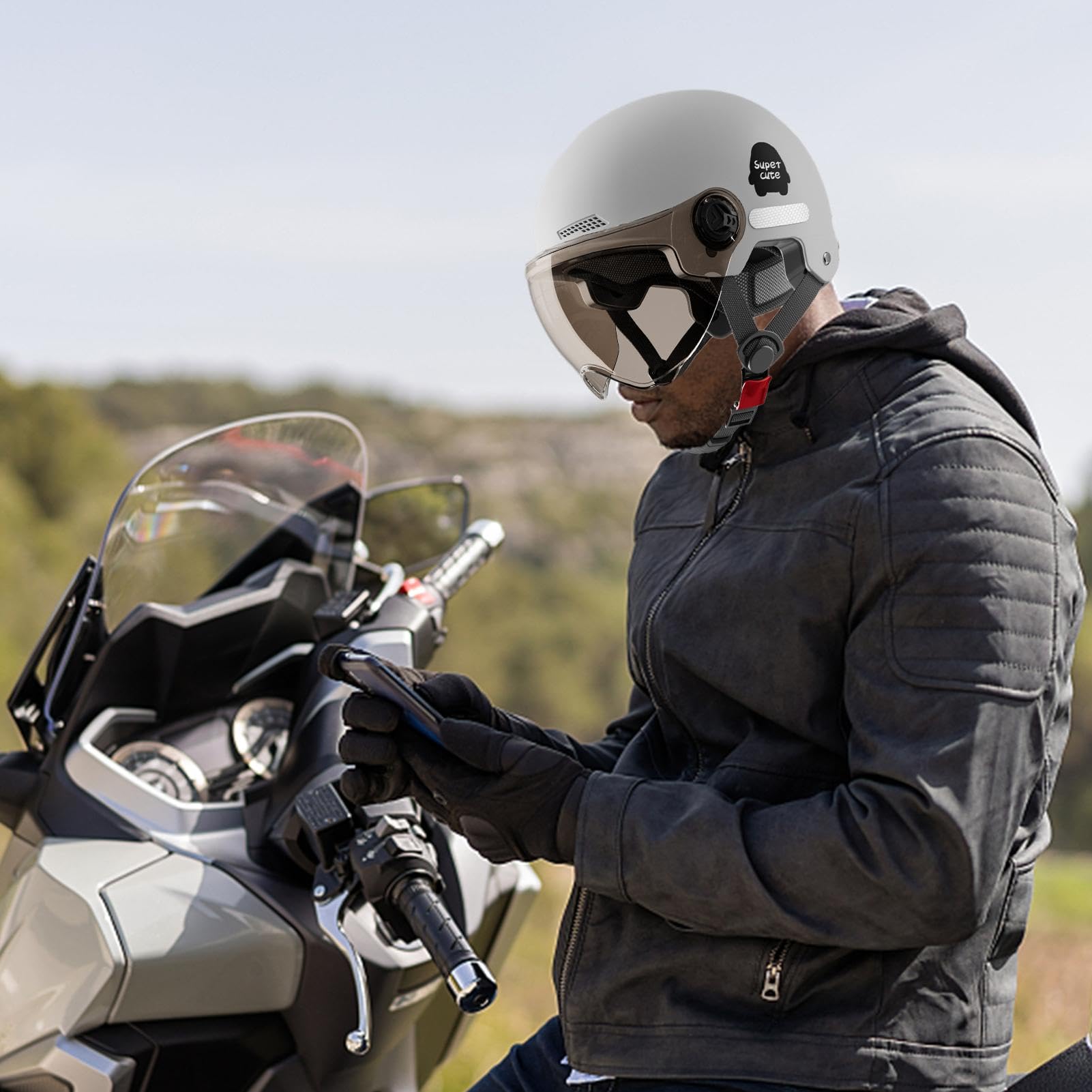 Copricapo Moto - Casco di Protezione Moto Con Parasole | Fibbia Mezzo Copricapo Moto Copricapo Copricapo Ciclismo Casco Duro Casco Moto Per Adulti E Accessori Di Protezione Per Uomini
