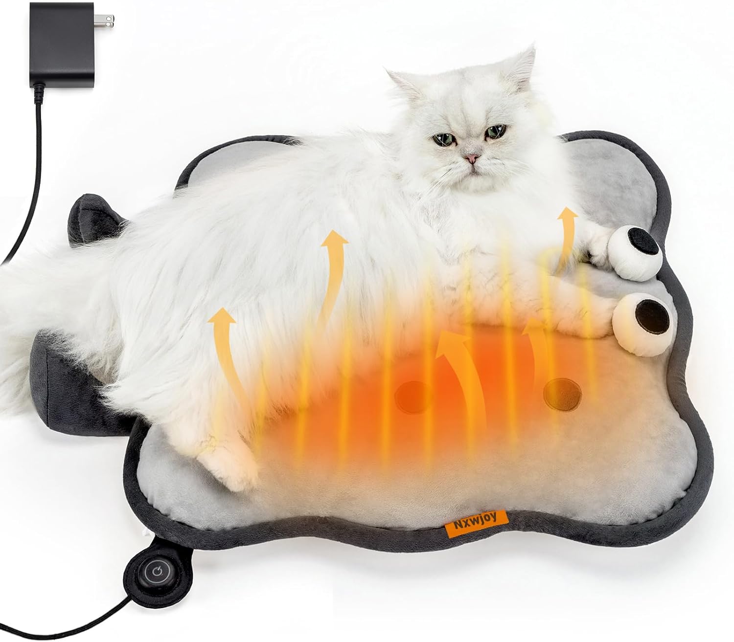 Heated Cat Bed for Indoor Pets Pressure-Activated Cat Heating Pad Extra Large Electric Pet Heated Pad Adjustable Temp Pet Heating Pads with Removable Cover Biscuits Grey 21″X 21″