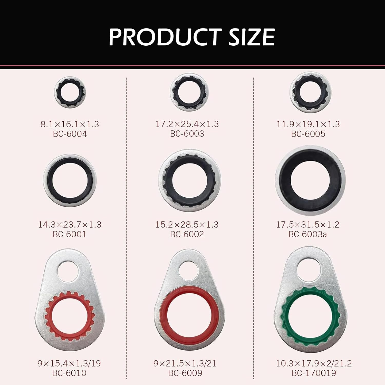 60 PCS Car A/C System Compressor Gaskets, Anti-Leakage Compressor Port Protective Washer, 9 Sizes Self-Centered Bonded O-Ring Assortment Kit, Universal Repair for Car A/C (Multicolored)