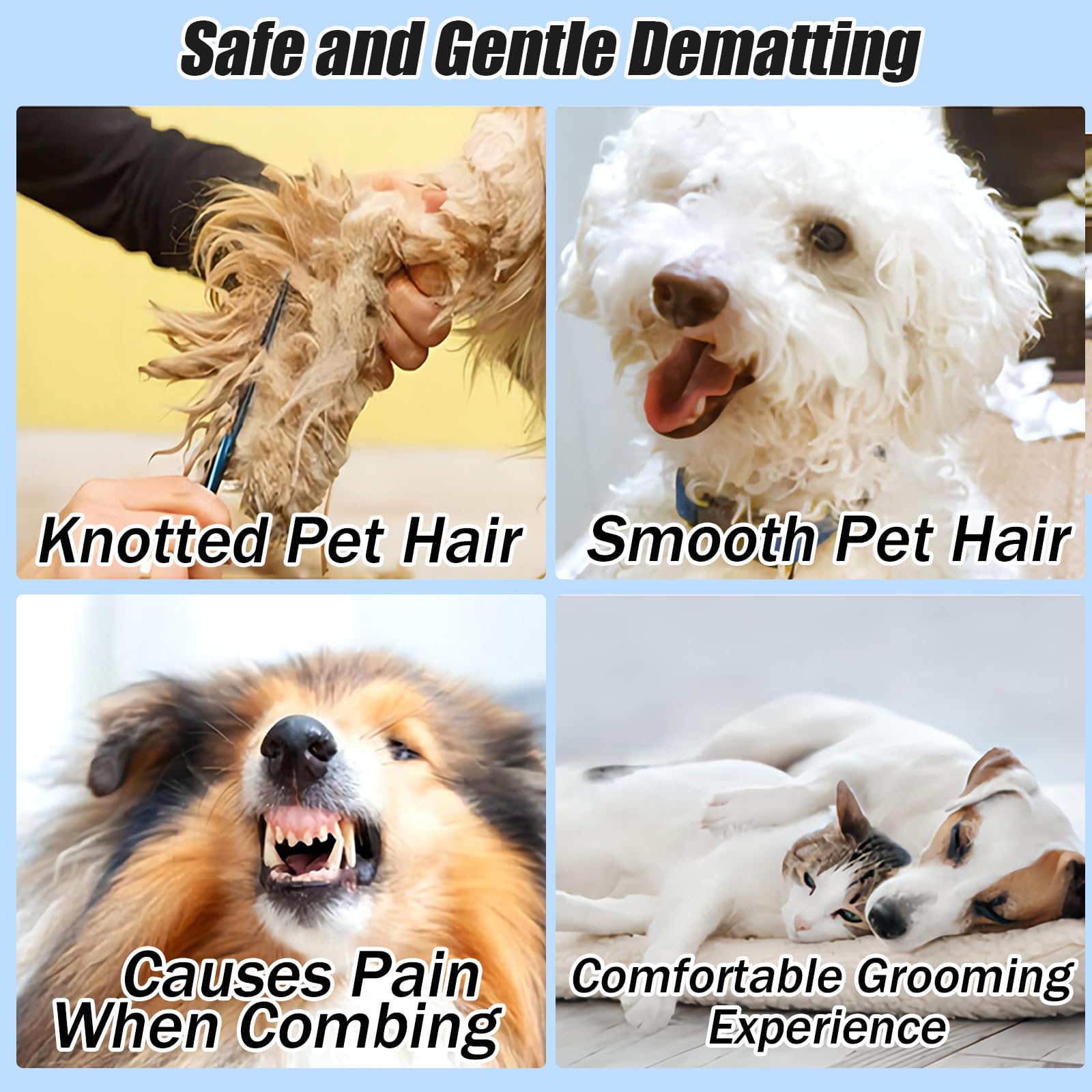 4PCS Grooming Comb Set - Knotting/De-matting Comb for Cats and Dogs, Removing Tangled Hair, with Dog Bath Brush (1PCS Green)