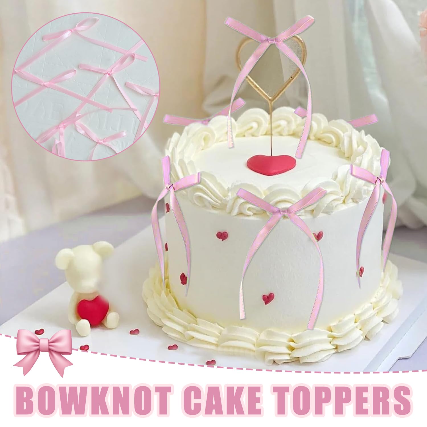 Décoration De Gâteau Ruban Noeud Rose, Décoration De Douche Nuptiale, Articles De Fête Sur Le Thème Coquette, Elle Fait Le Noeud, Fracas De Gâteau 1er Anniversaire Fille Noeud - France