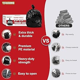 T.FORING Black Trash Bags 20-25 Gallon 120 Count - 30 x 33 Large Kitchen Garbage Bags, 20+ Gallon Trash Can Liners Unscented, Multipurpose for Home, Office, Daily Household Use