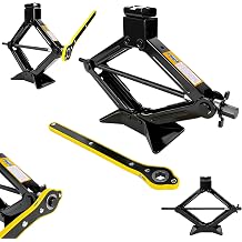 2Ton Universal Scissor Jack for Car with Ratchet, Portable Heavy Duty Thickened Steel Rustproof Car Jack Kit, Lifting Range12.5-41cm, Labor-saving Car ScissorJack for Van SUV Car Emergency Kit, Black