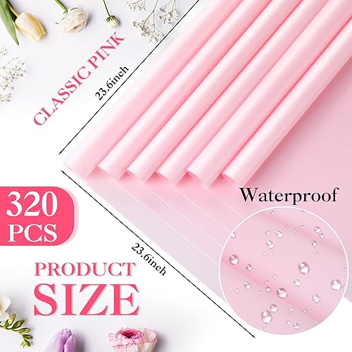 Miniatura 9 de Ctosree 320 hojas de papel de regalo de flores a granel, hojas de papel de embalaje floral a granel, suministros de ramo de floristería, embalaje de