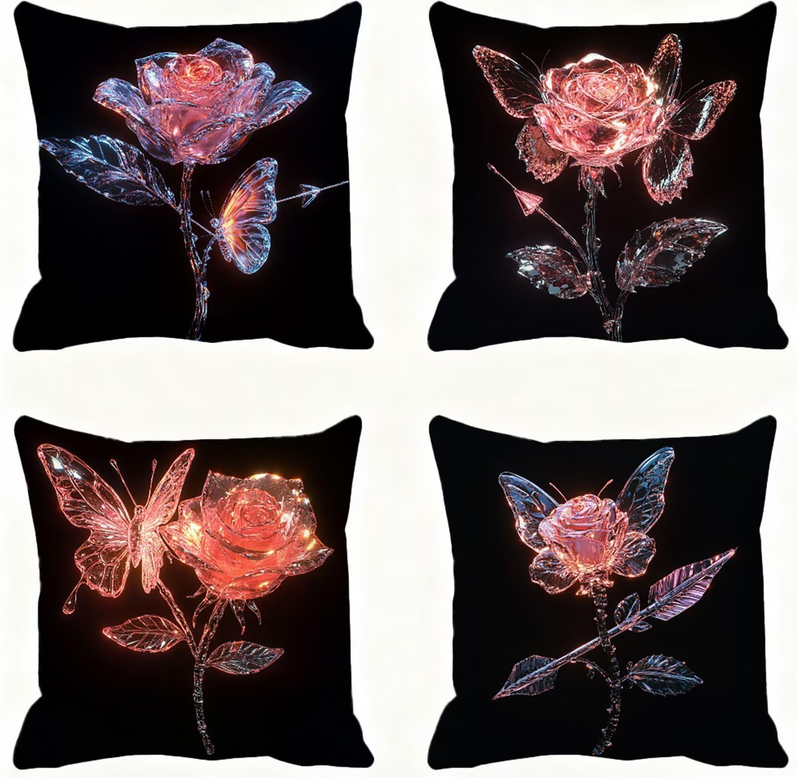 Rosa Federe Cuscini Divan 60x60 Rosa Federe Cuscino Letto Super Morbido Copricuscino Letto Set di 4 Cuscini Divano Decorazioni Autunnali Copricuscini Arredamento Casa, Sedia Soggiorno Giardino E - 711