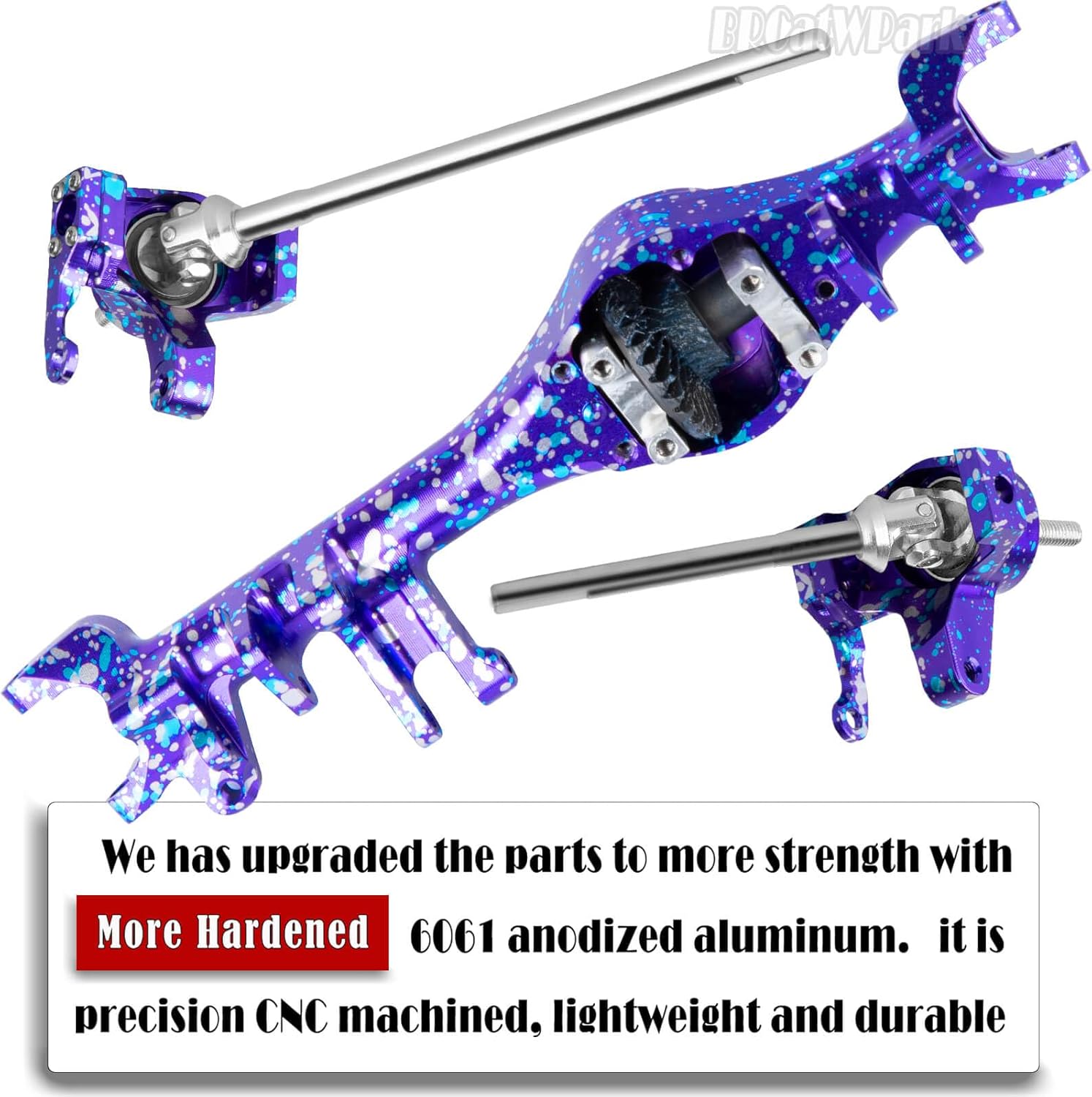 Aluminum Front Rear Axles Upgrades Part for 1/10 SCX10 SCX10 II 90046 90047,RC Alloy Front Rear Axle Hops Up,Colorful(Purple Blue Tone)
