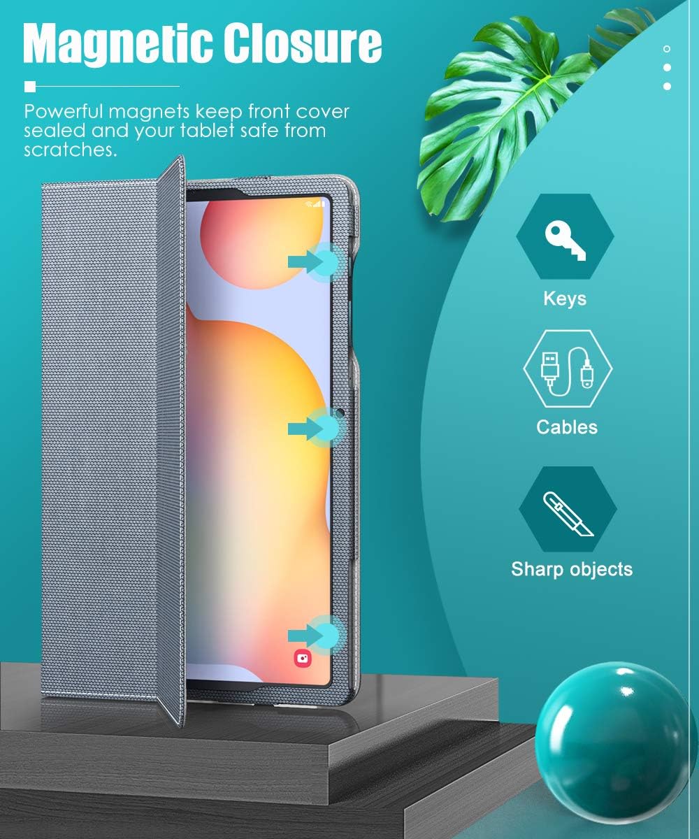 MoKo Case Compatible with Galaxy Tab S6 Lite 2020, Slim PU Tablet Shell Cover Stand Case with Auto-Wake S-Pen Holder Fit Samsung Galaxy Tab S6 Lite 10.4 2020 SM-P610/P615 ONLY - Ariy Blue