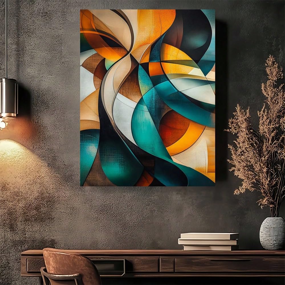 Arte mural abstracto moderno y retro en lienzo de 70x90cm sin marco colorido