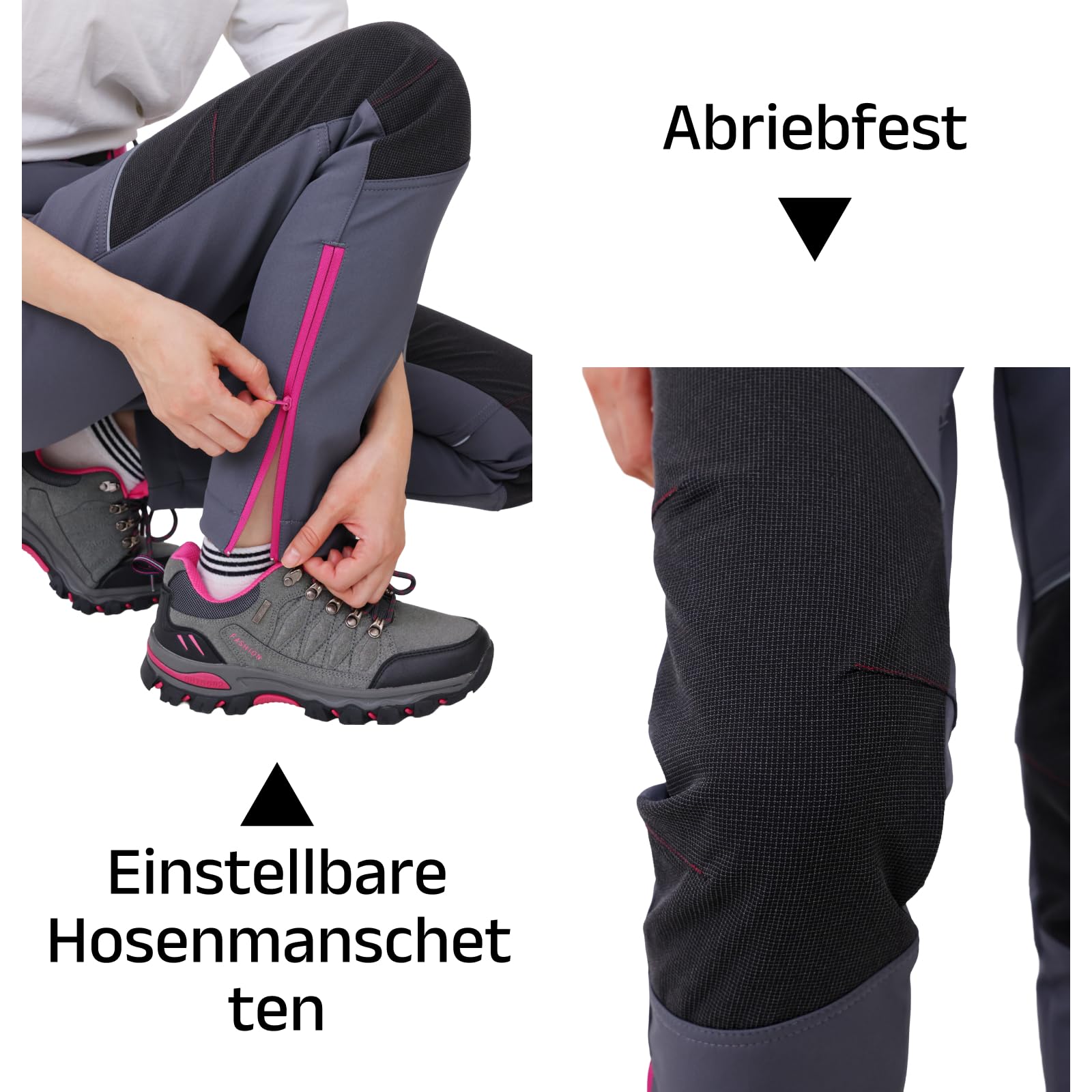 WORK IDEA Damen Outdoor-Hose aus wasserabweisendem Softshell-Material, wärmendem Futter, elastischem Taillenbund für komfortable und Flexible Passform – Ideal für Wandern, und Outdoor-Aktivitäten