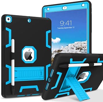 BENTOBEN iPad 9th Generation Case, iPad 8th Generation Case, iPad 7th Gen Case, iPad 10.2 2021/2020/2019 Case, 3 in 1 Heavy Duty Rugged Shockproof Protective Cover with Stand Pen Holder, Black/Blue
