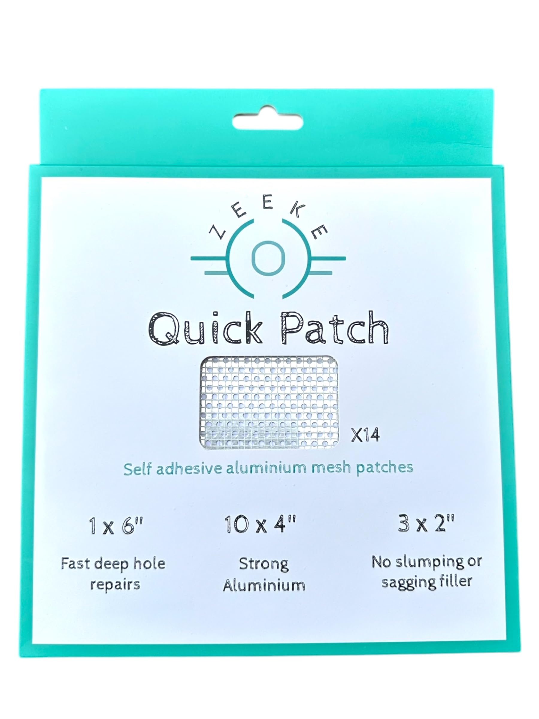 Zeeke Quick Patch Wall Repair Kit, 14 Self-Adhesive Aluminium Mesh Patches, Multiple Sizes