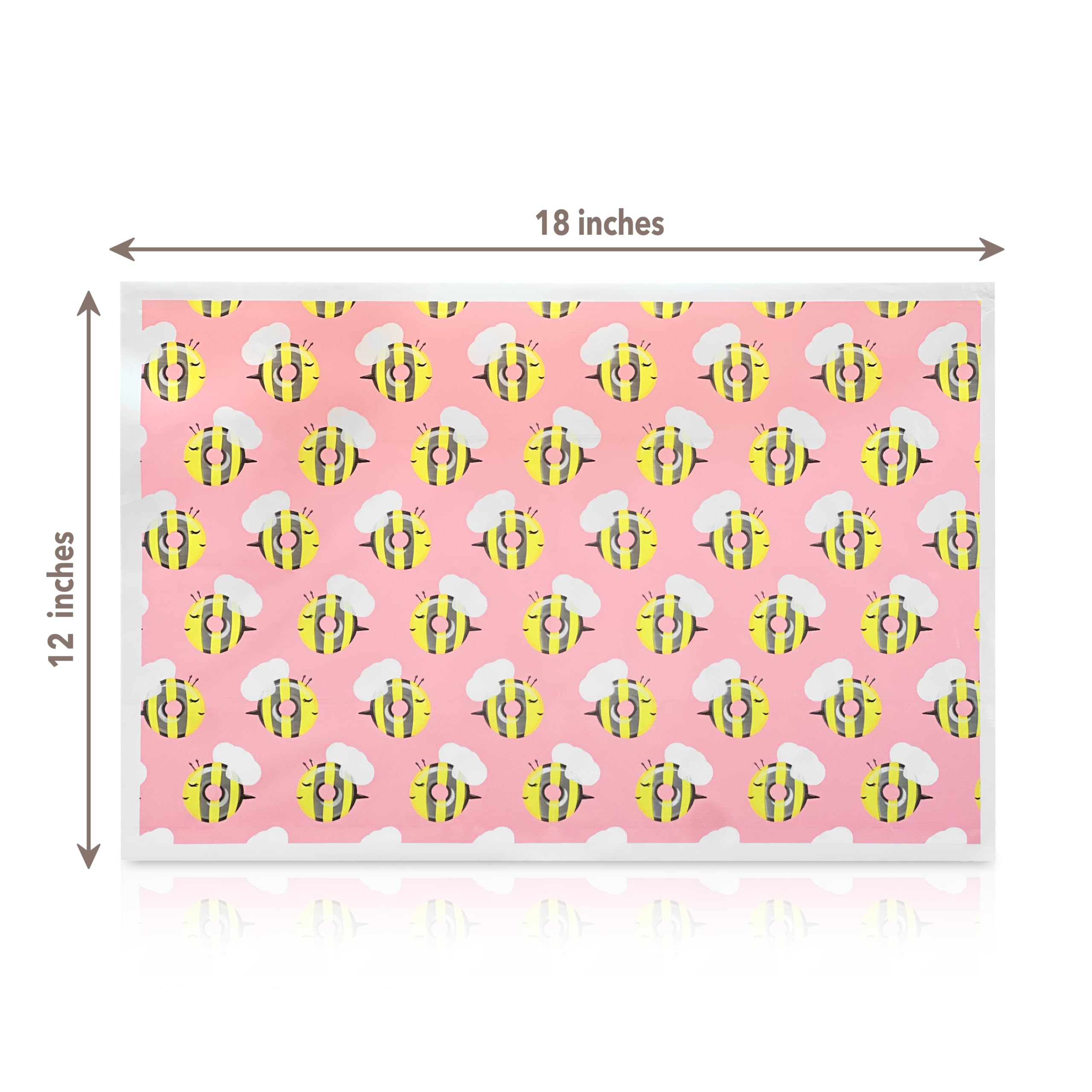 Generic Donut Worry, Bee Happy Stick-On Disposable Placemat for Kids & Toddlers, Regular, Pink/Yellow