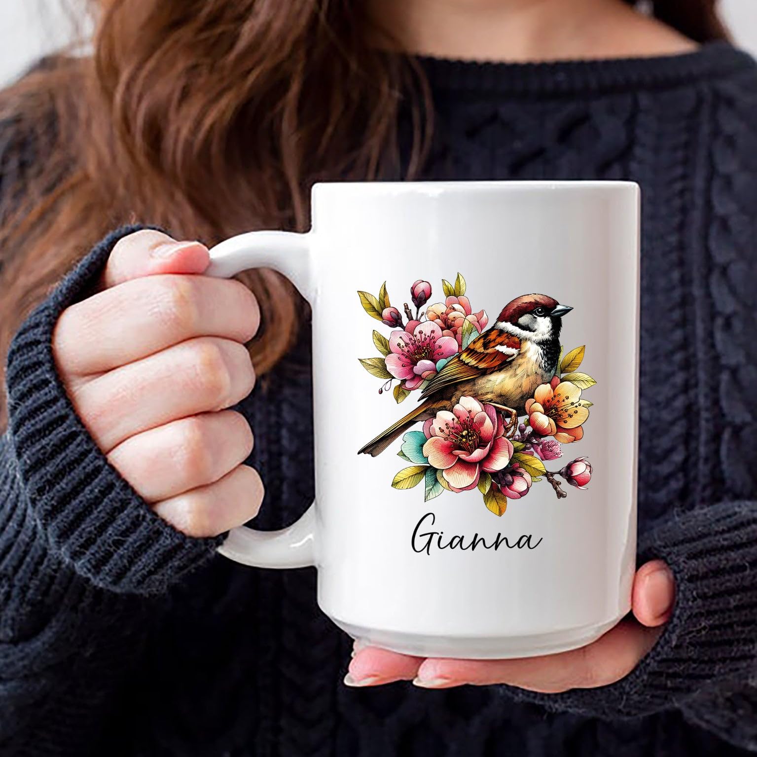 Amazon.com: Sparrow & Nature Coffee Cup, Personalized Name Sparrow With Flower  Mugs, Floral Sparrow Bird Ceramic Mug Gifts For Women Men Friends, Custom  Spring Sparrow Coffee Mug, White Tea Cup 11oz or