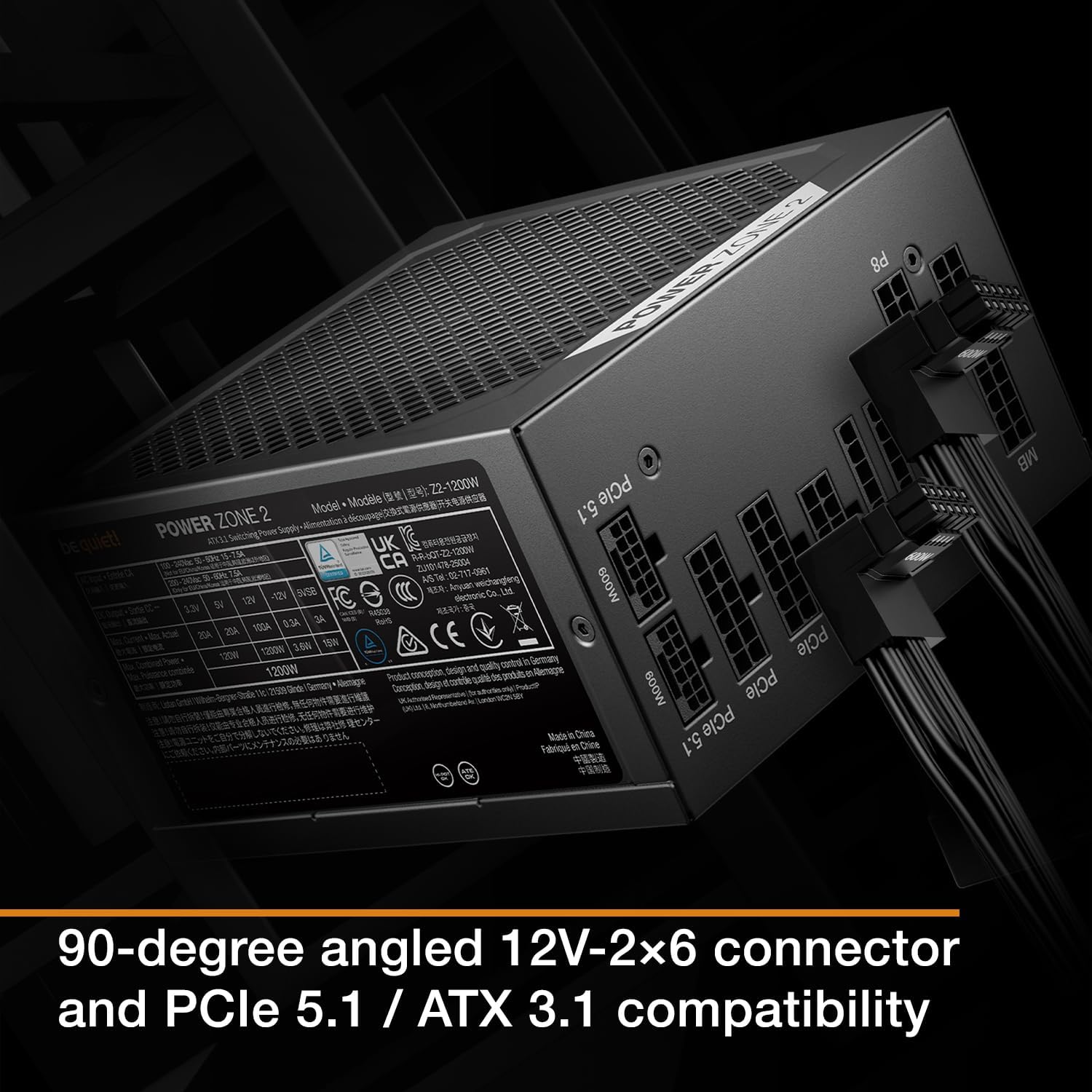 be quiet! Power Zone 2 750W ATX 3.1 PSU | 80 Plus and Cybenetics Platinum Efficiency | Zero RPM Low-Noise Power Supply | PCIe 5.1 Ready | Black | BP006US
