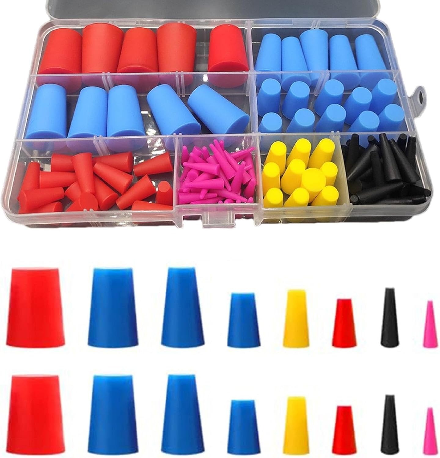 100Pcs Tapered Silicone Conical Set High Rubber Stoppers for Anodizing Masking Painting Hole Covers Industrial Thread Protectors