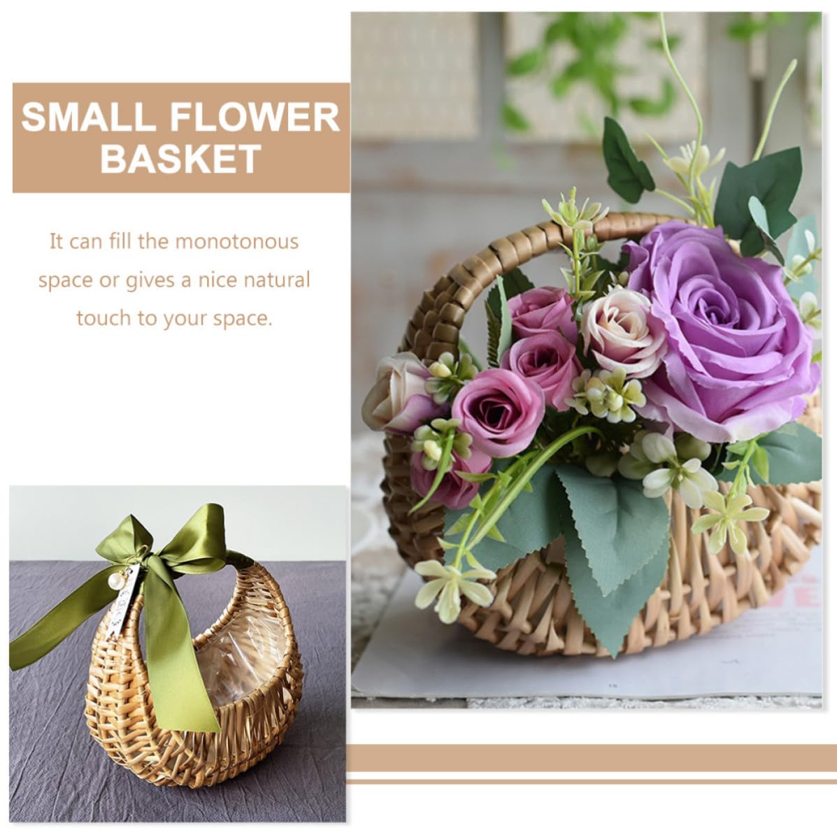 Geflochtener Blumenkörbe Praktische Aufbewahrungskörbe mit Henkel aus Rattan 3 Stück Einzigartiges Design und Elegante Flechtlinien für Terrasse und Flur
