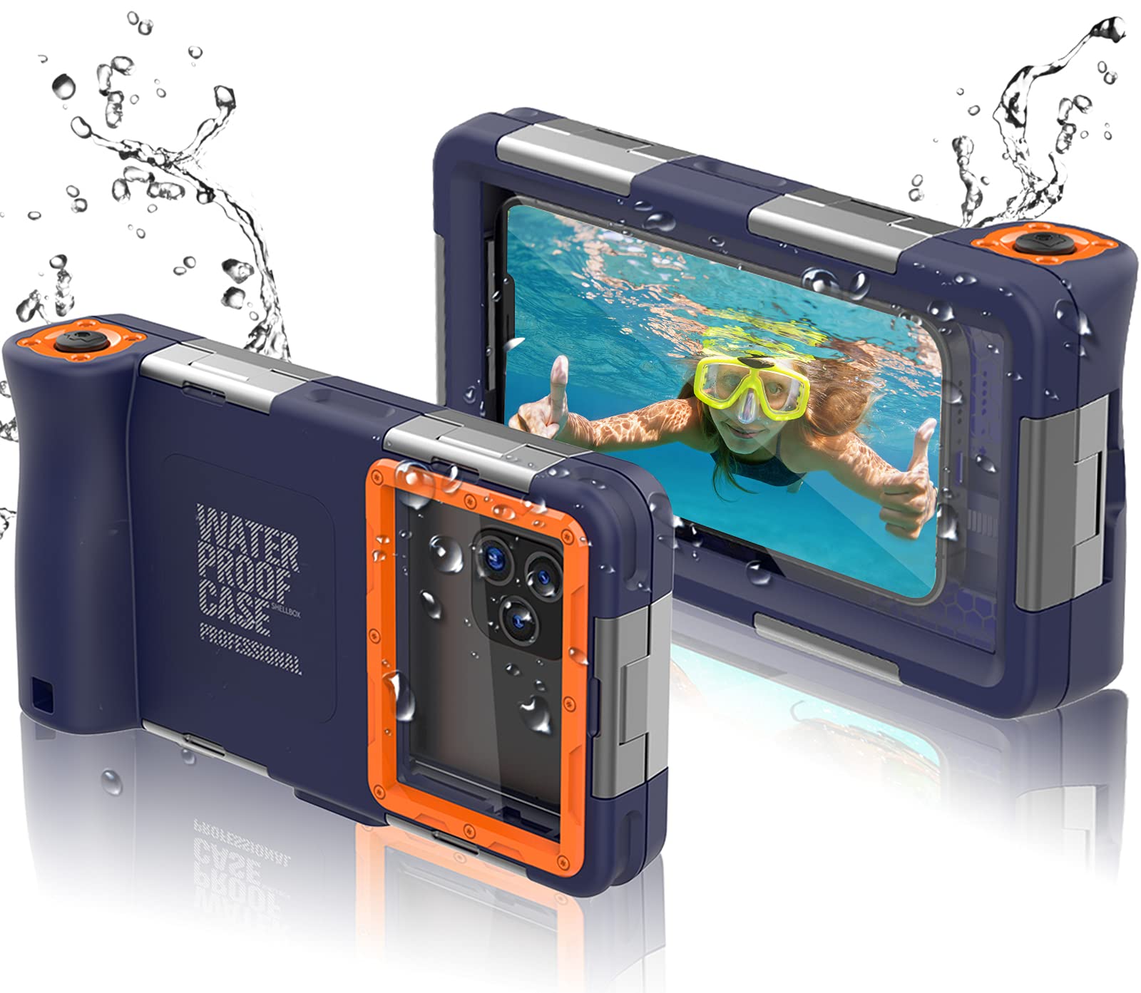 【Upgraded 2021】 Professional 50ft Diving Phone Case for All iPhone Samsung, Waterpoof Phone Case Outdoor Surfing Swimming Snorkeling Photo Video, Underwater Case with Built in Screen Protector, Orange