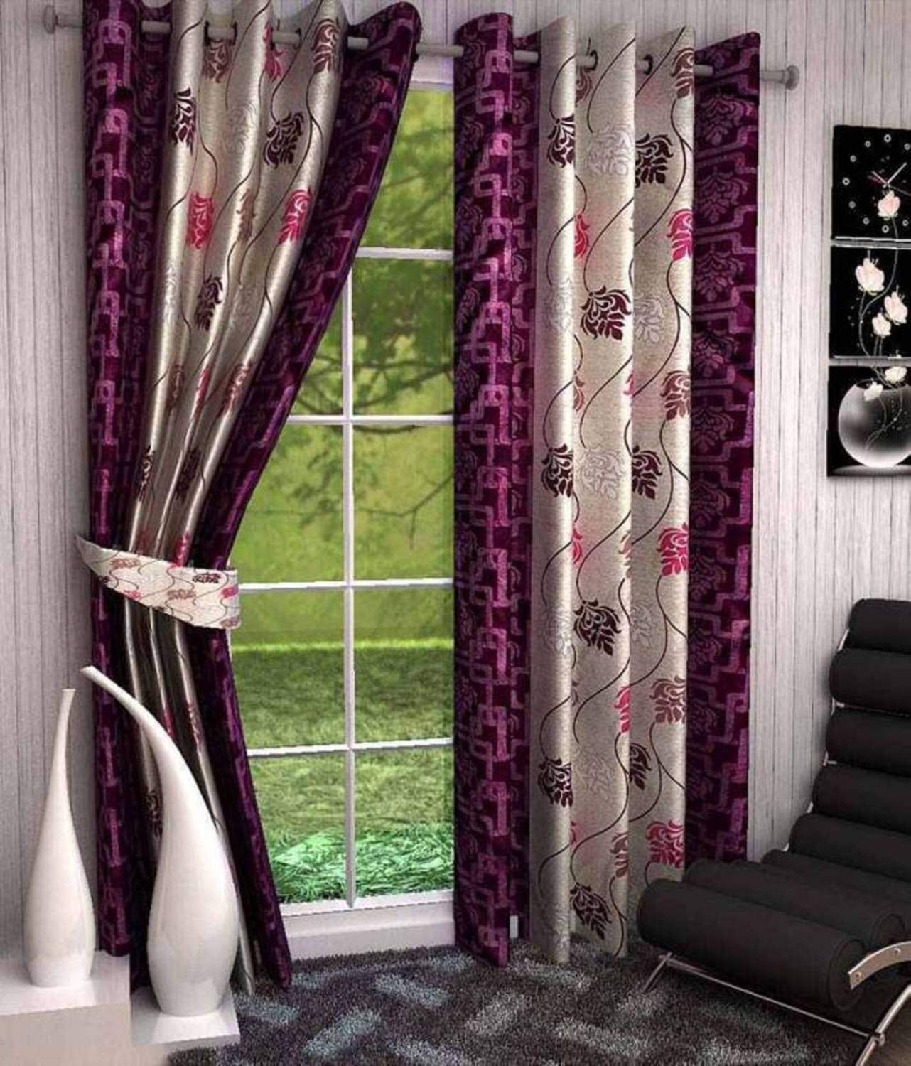 Kiara Creations 1 Piece Polyester Leaf Printed Curtains for Long Door 8 Feet, Purple (B0B18DTXHN) Amazon Price History, Amazon Price Tracker