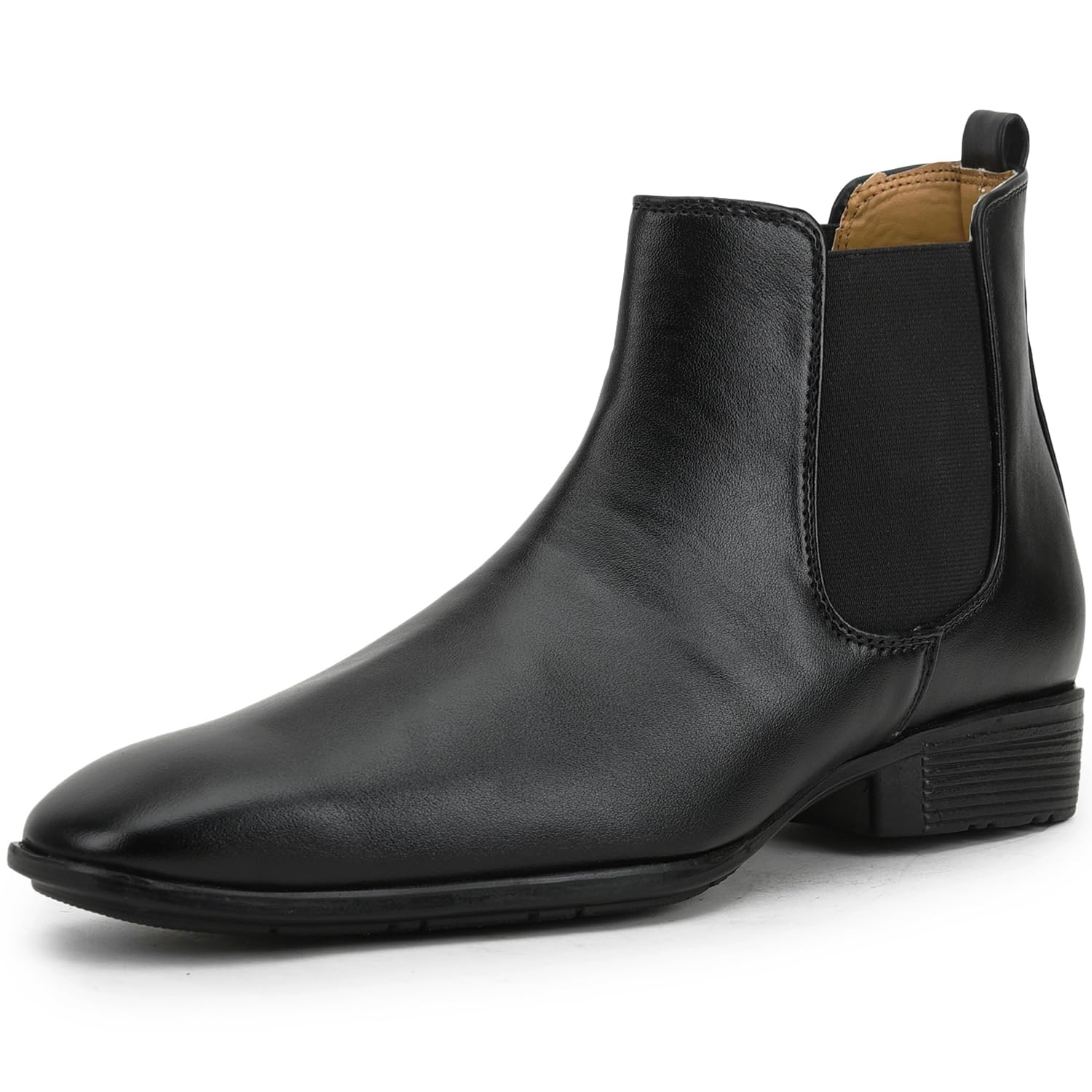 LAMBARD Chelsea Boots for Men | All-Season Faux Leather Black Shoes for Boys | Footwear for Men with Antiskid, Comfort Fit, Slip-Resistance, Dynamic Feet Support, & Shock Absorption.