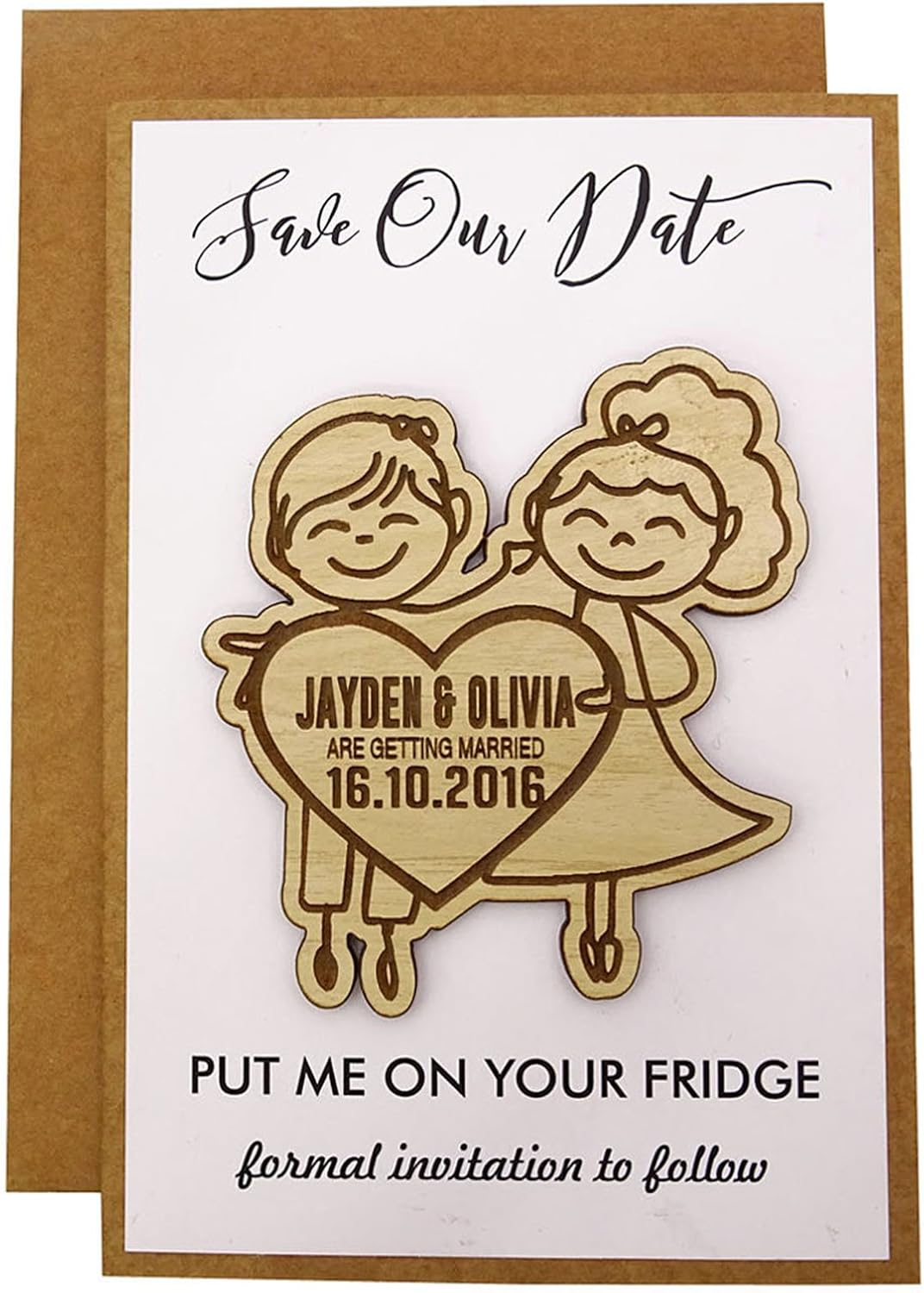 Personalized Wedding Save The Date Cards 30 Rustic Engraved Wood Magnets with Envelopes Wedding Announcements