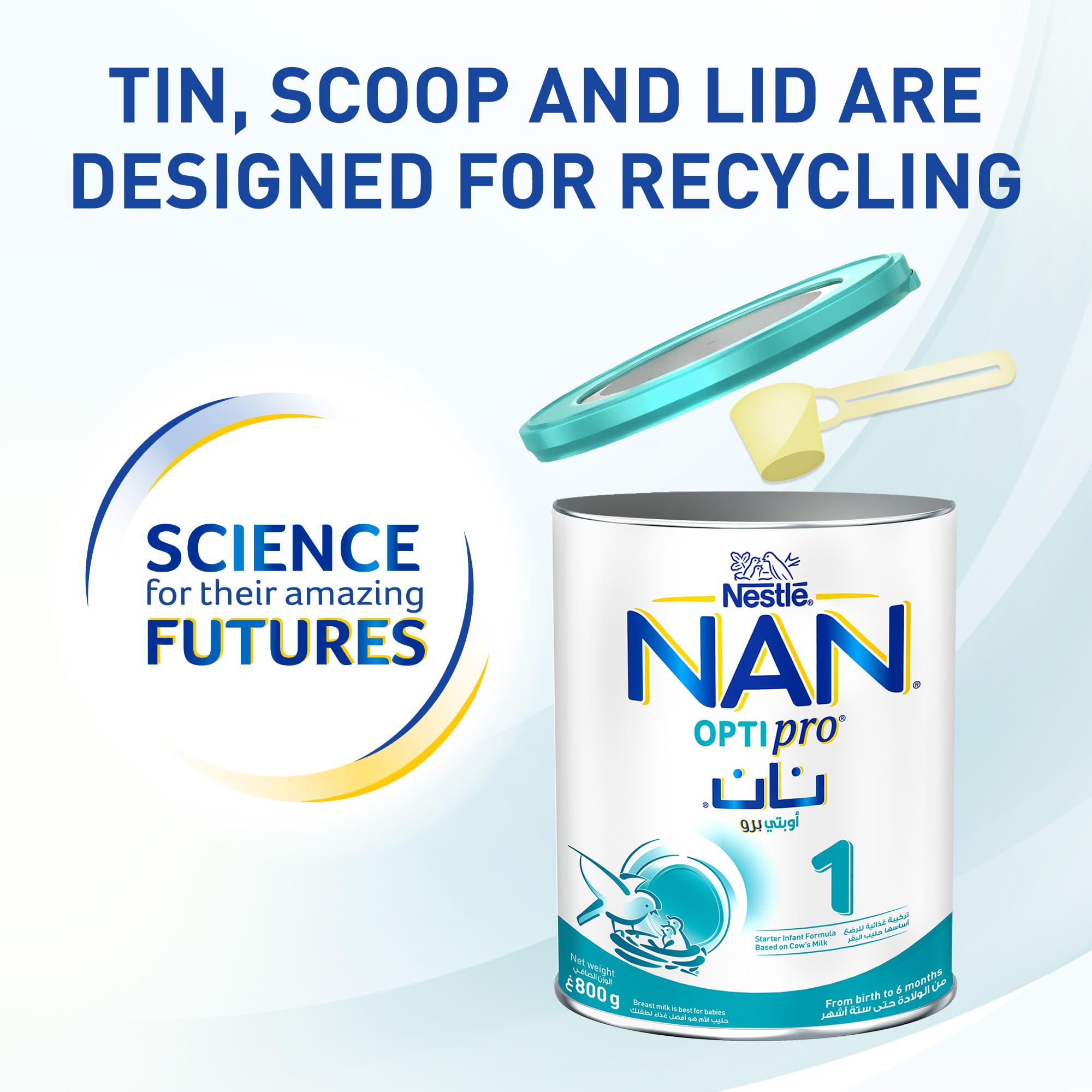 NAN Stage 1 Infant Formula (0-6 Months) – Starter Infant Milk Formula, from birth to 6 months, 800g Powder Tin with Scoop | nan 1 infant formula, stage 1 baby milk 0-6 months
