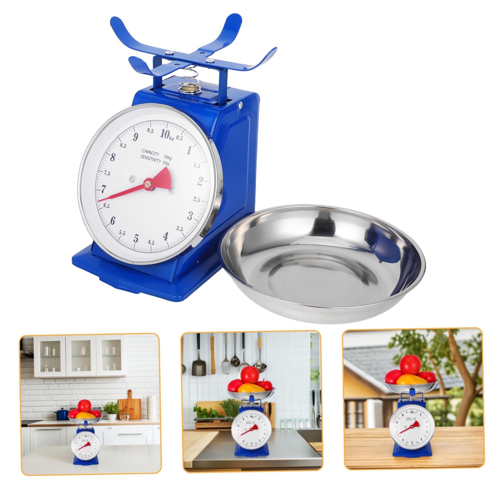 Báscula Mecánica De Cocina Vintage 10 Kg Con Recipiente Desmontable Acero Inoxidable Dial De Fácil Lectura Para Hornear y Preparar Comidas