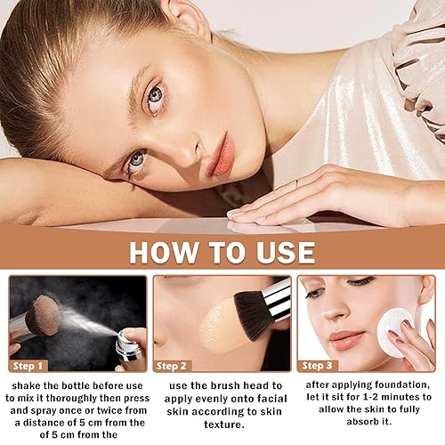 Miniatura 6 de QIUFSSE Base en aerosol de maquillaje aerógrafo de cobertura completa para piel madura, spray fijador impecable de larga duración de aerógrafo, base