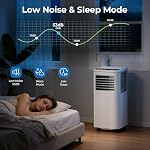 10,000 BTU Portable Air Conditioner with Cooling Dehumidifier Fan, Cools Room up to 450 sq ft, 3-in-1 AC Unit with Remote & Touch, 2 Speeds, 24H Timer, LED Display, Includes Window Kit, White