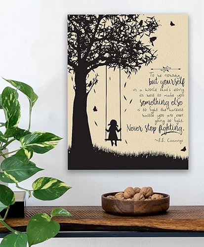 Vista 64 de To Be Nobody But Yourself - E.E. Cummings 11x14 Unframed Motivational Wall Art - Literature Book Posters for English Classroom, Home Office or