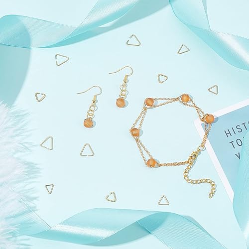 Miniatura 4 de CHGCRAFT 600 piezas de 6 estilos triangulares abiertos anillo de latón anillos de salto dorados anillos divididos conectores cierres ganchos