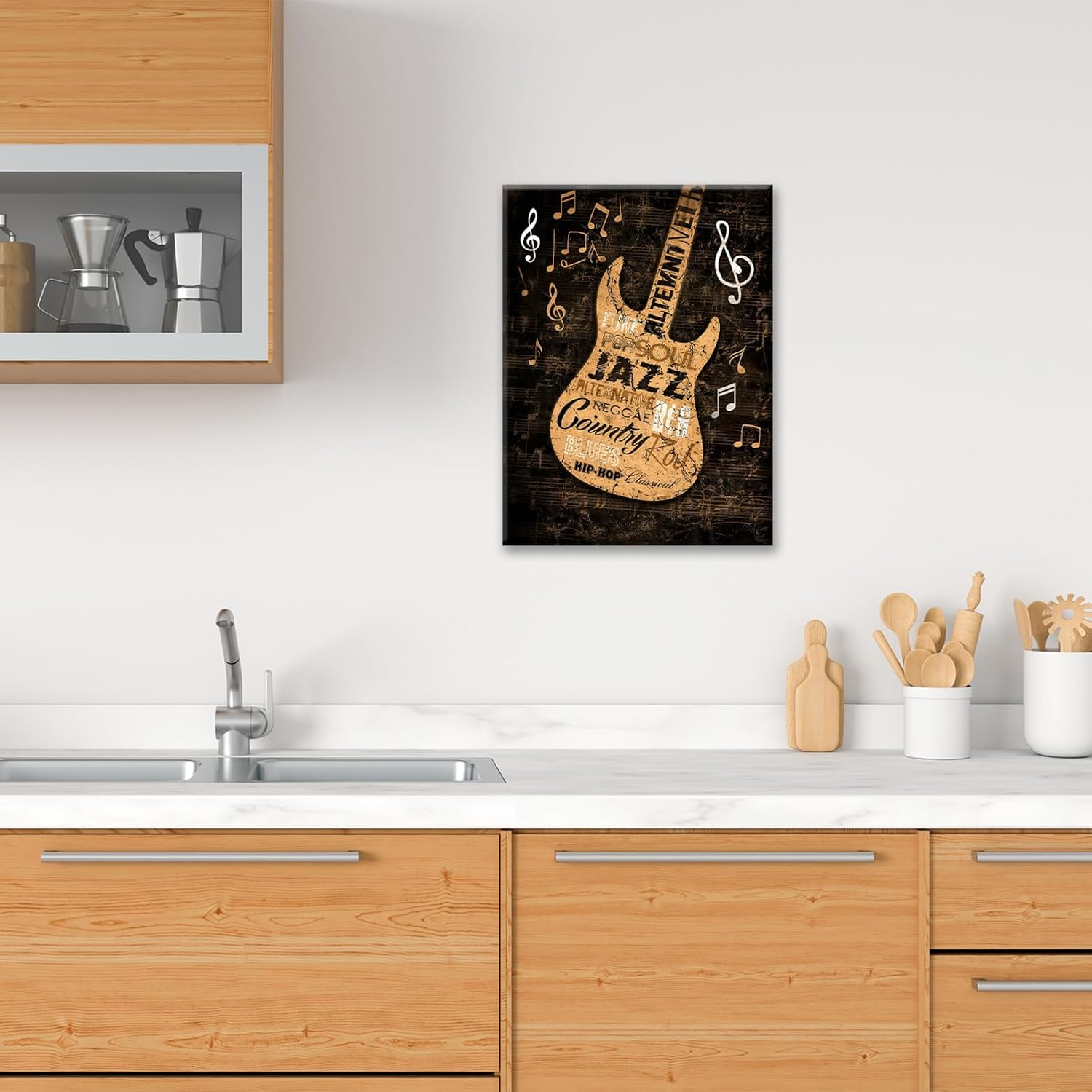exroozy Music Canvas Wall Art Guitar Decor Pictures for Bathroom 12"x16" image 2