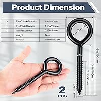 Vista 3 de DELSWIN Ganchos de ojo de tornillo – 800 libras, ganchos de ojo resistentes de 6 pulgadas, pernos de ojo autorroscantes a prueba de óxido, tornillo