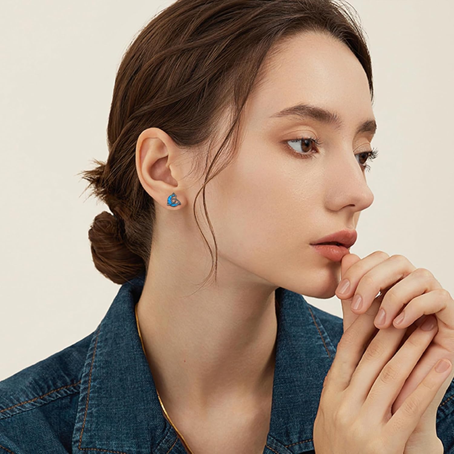 Moon Celtic Earrings for Women Men 925 Sterling Silver Blue Opal Earrings Hypoallergenic Black Celtic Opal Jewelry Gifts