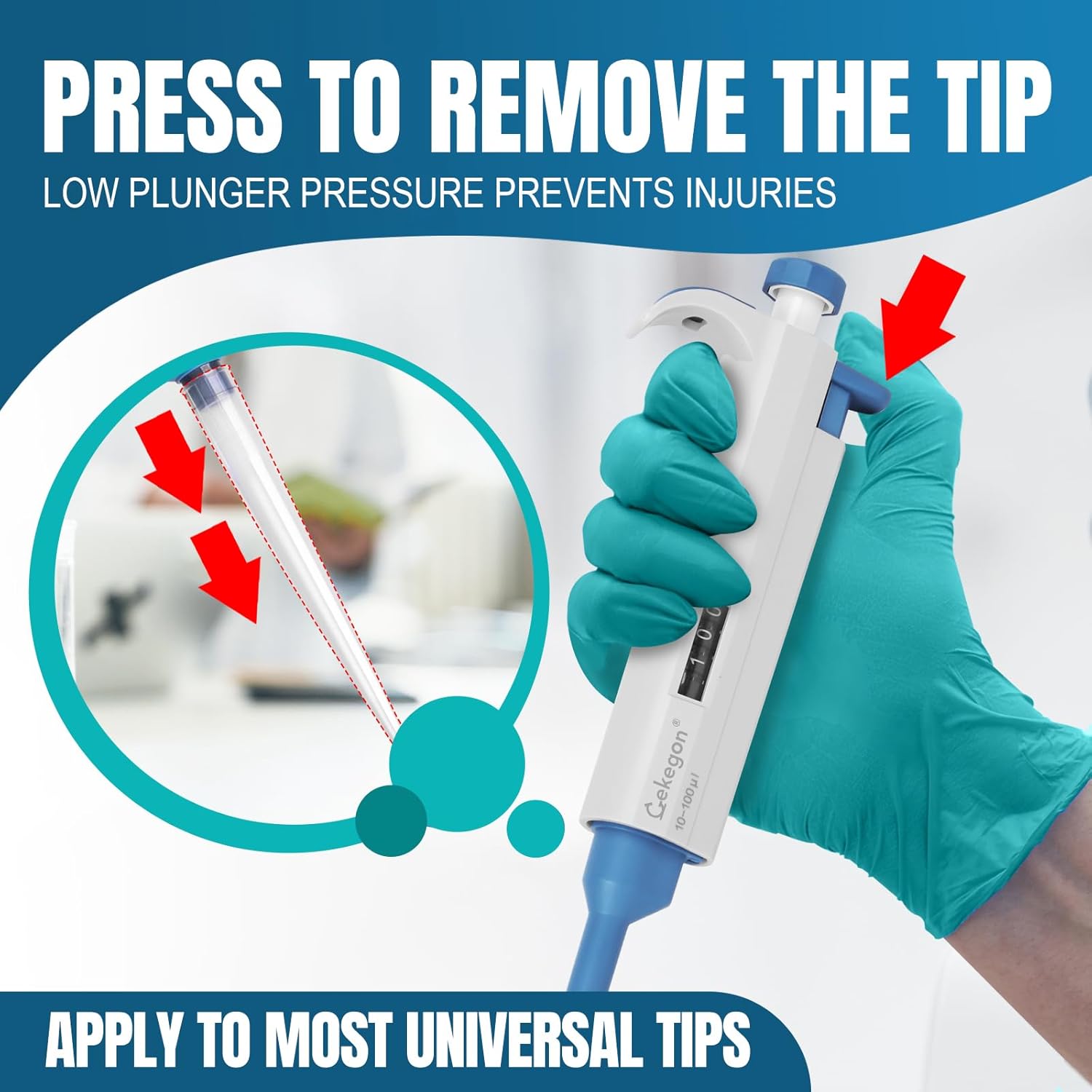 Cekegon Adjustable Pipette, Lab Micropipette, Accurate Single-Channel Pipettor with Pipette Tips (0.5-10ul)