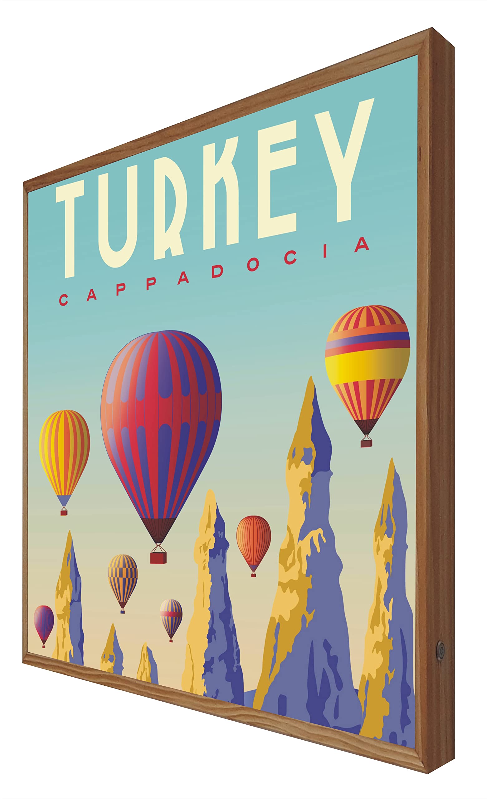 Cadre avec cadre en bois rétro-éclairé Turkey pour une décoration murale lumineuse voyage