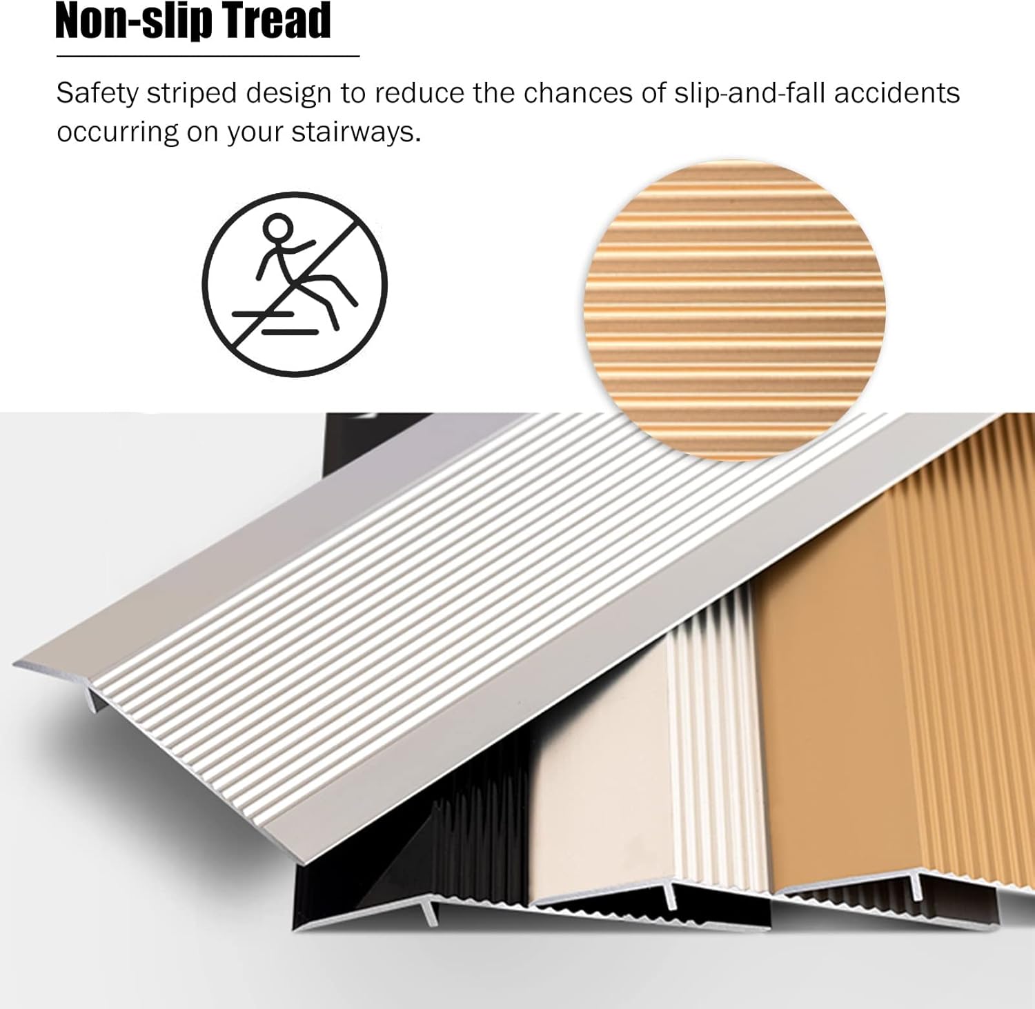 Floor Transition Strip Flooring Edge Trim, Wood to Carpet/Laminate to Tile Flooring Transition Strip,Aluminum Door Edge Trim,10cm Wide Threshold Reducer Bar,Easy to Install ( Color : Gold , Size : Len