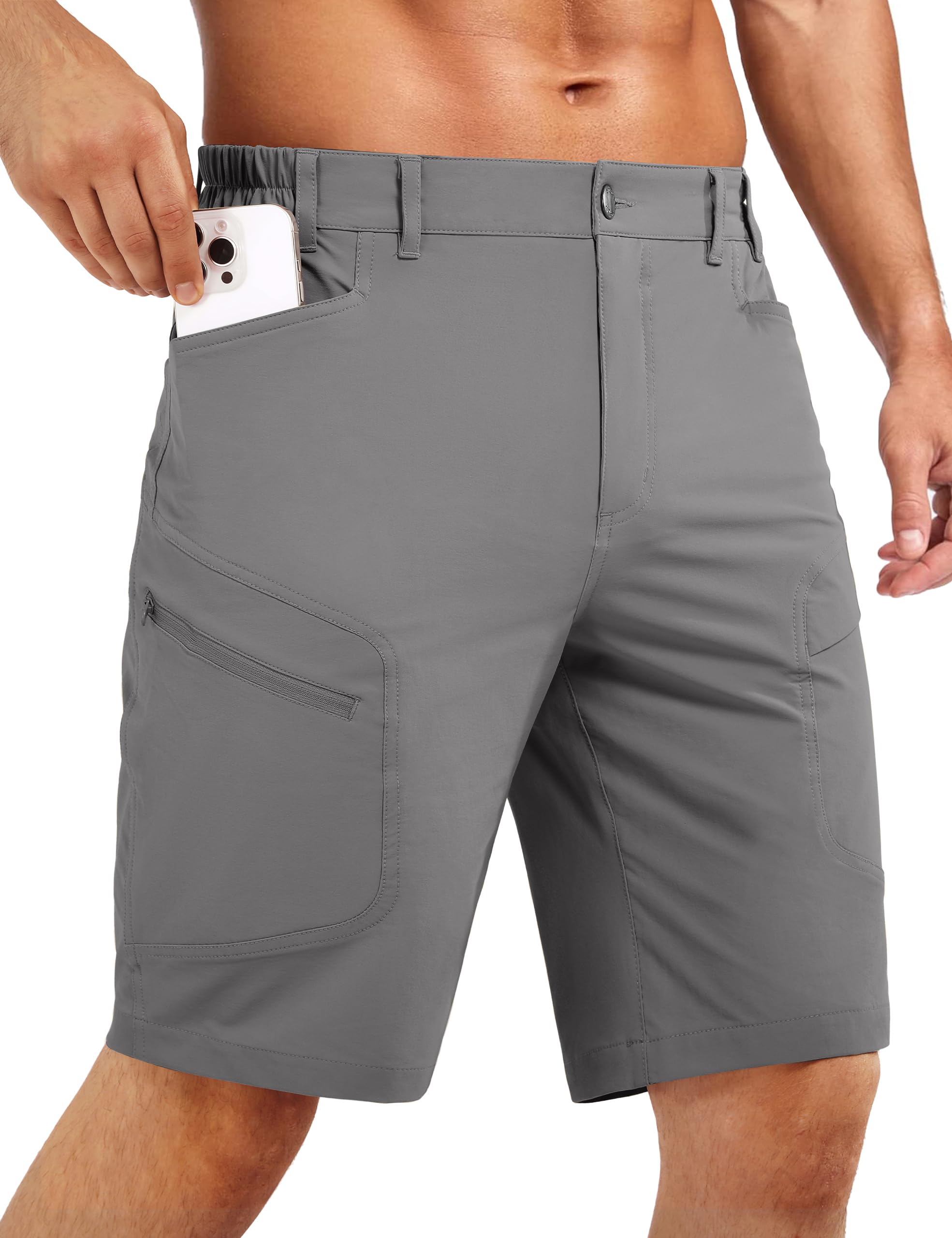 Stlight Men's Hiking Cargo Shorts 8"/10" Quick Dry Lightweight Casual Shorts for Athletic Fishing Golf with Zipper Pockets