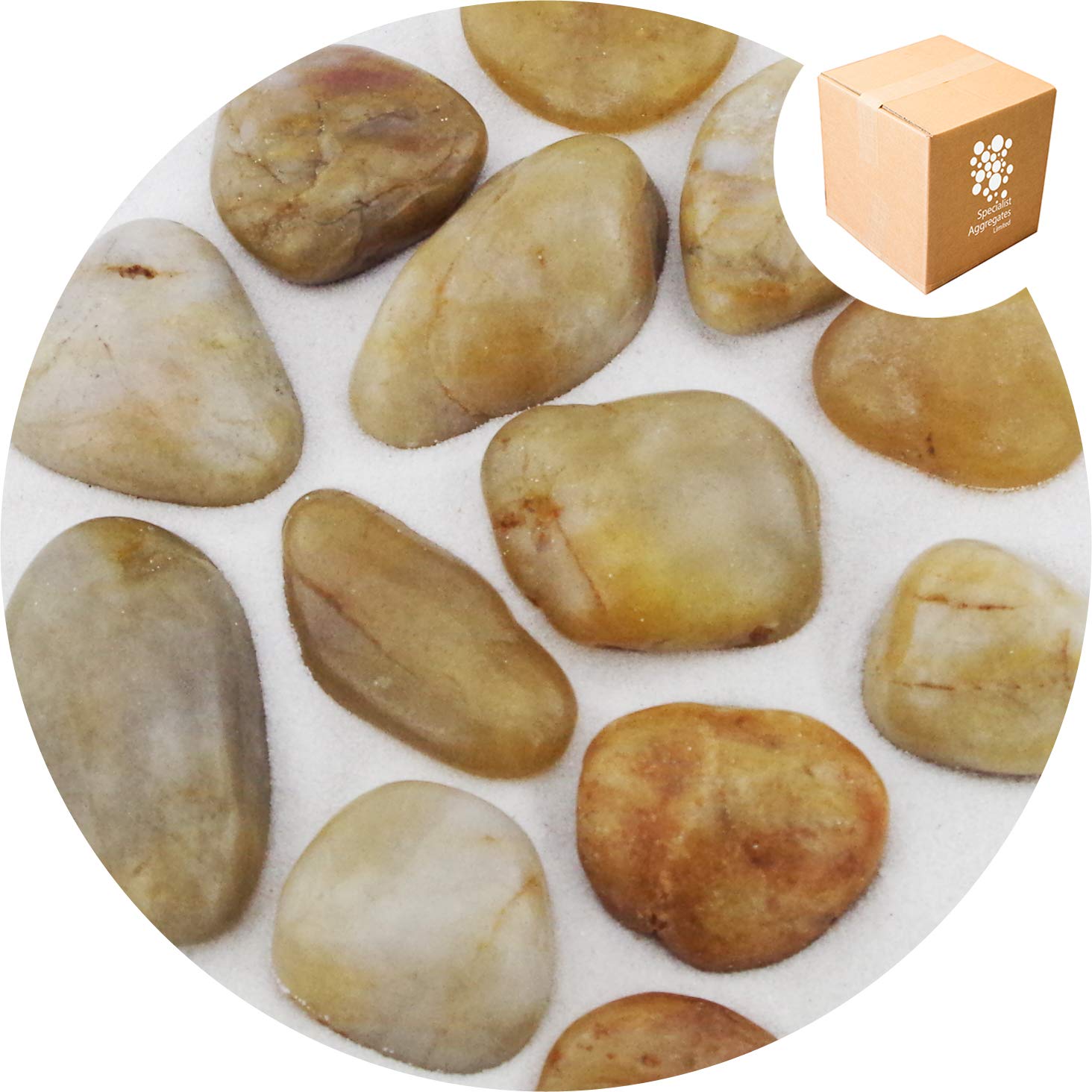® - 4kg Polished Decorative Golden Amber River Stone Pebbles | MEDIUM 20-40mm | Home | Garden | Water Features | Weddings | Events | Photography | 4 COLOURS AVAILABLE | UK Supplier