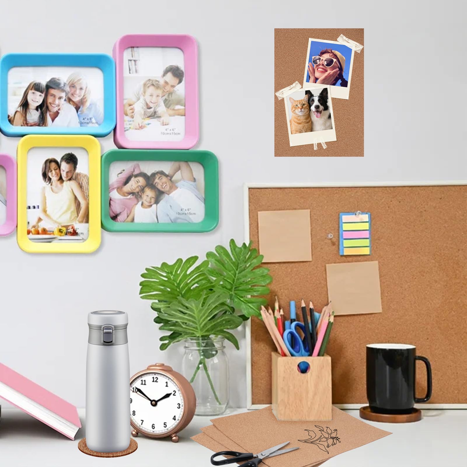 Nogeqi 6 placas de corcho autoadhesivas 30x21 cm 1 mm para pared decoración manualidades