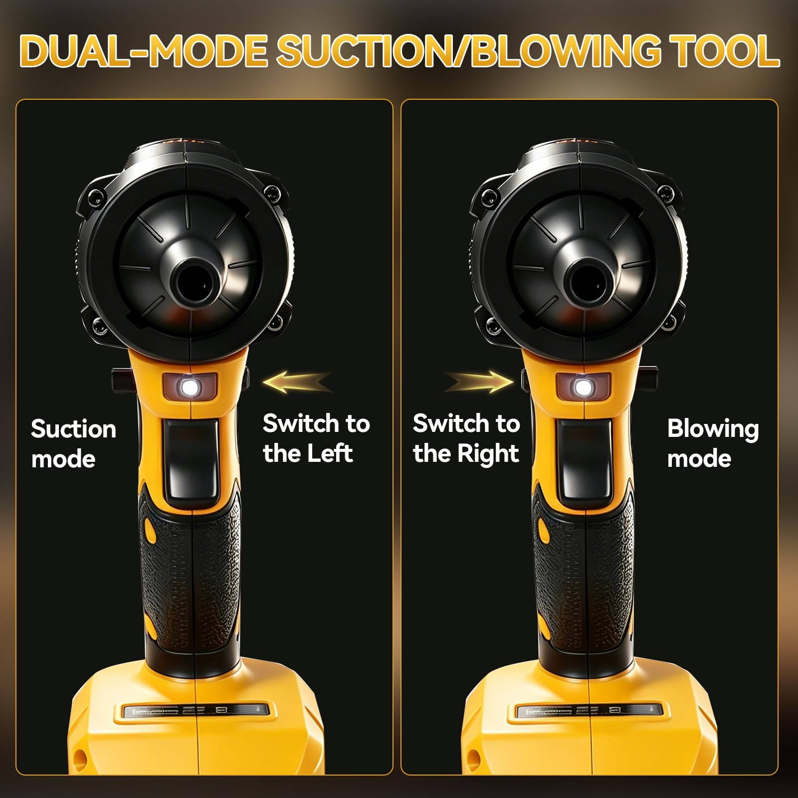 Soffiatore di foglie a batteria compatibile con DeWalt, soffiatore portatile e aspirante, ventilatore elettrico da giardino, 130.000 giri/min, 6 accessori per la cura del prato, cortile, foglie