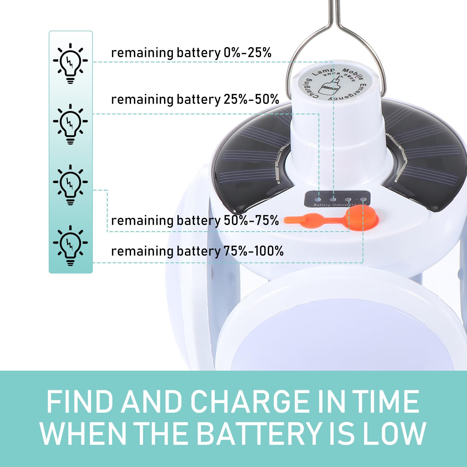 Lámpara Colgante Solar para Acampar al Aire Libre 2400mah Abs | Blanco, 5, 5v Recargable por Usb, Estructura Plegable, para Jardín y Garaje