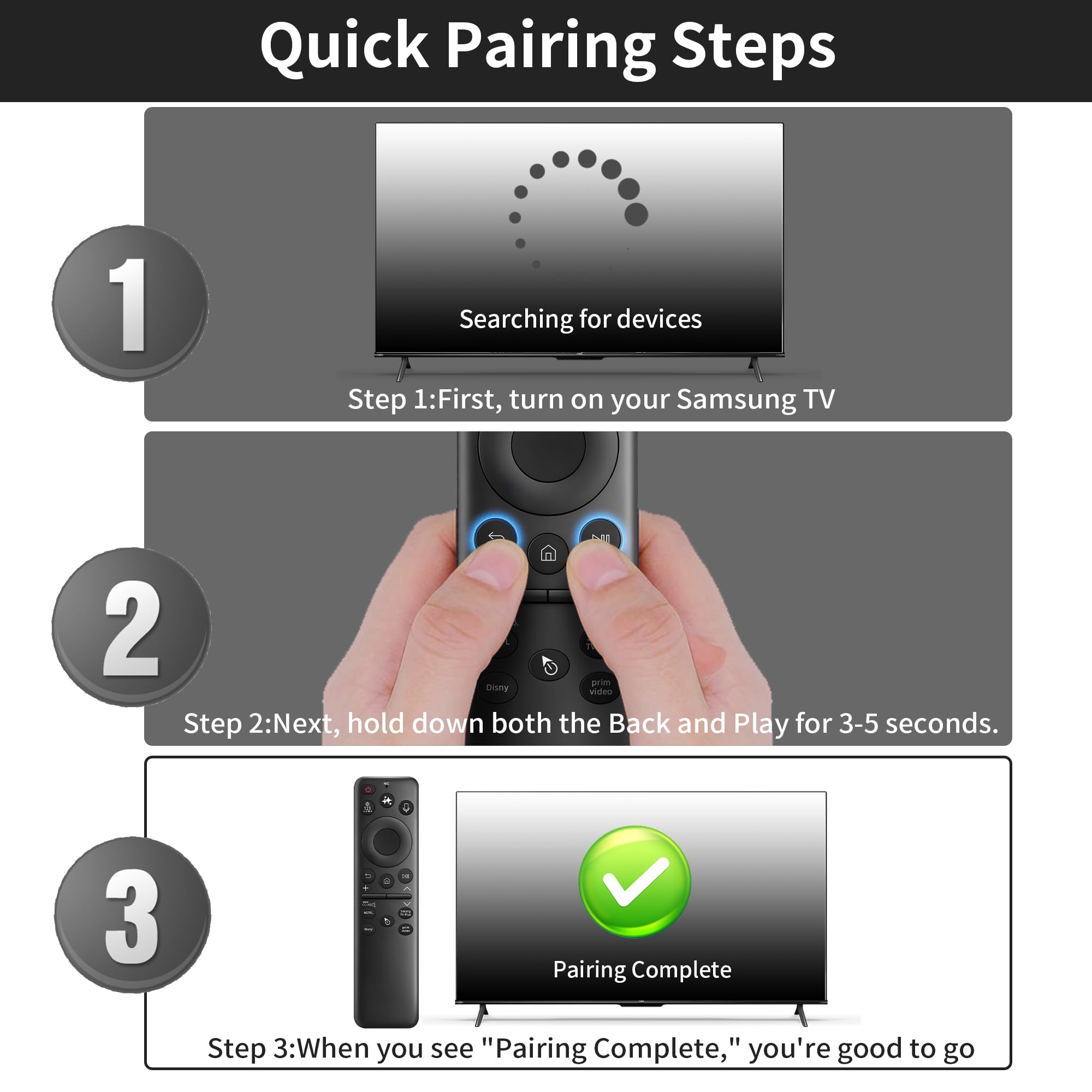 Télécommande solaire de rechange pour Smart TV Samsung, contrôle vocal et IA intelligent avec fonction pointeur, 4 boutons de raccourci, rechargeable USB-C, fonctionne avec les téléviseurs Neo QLED