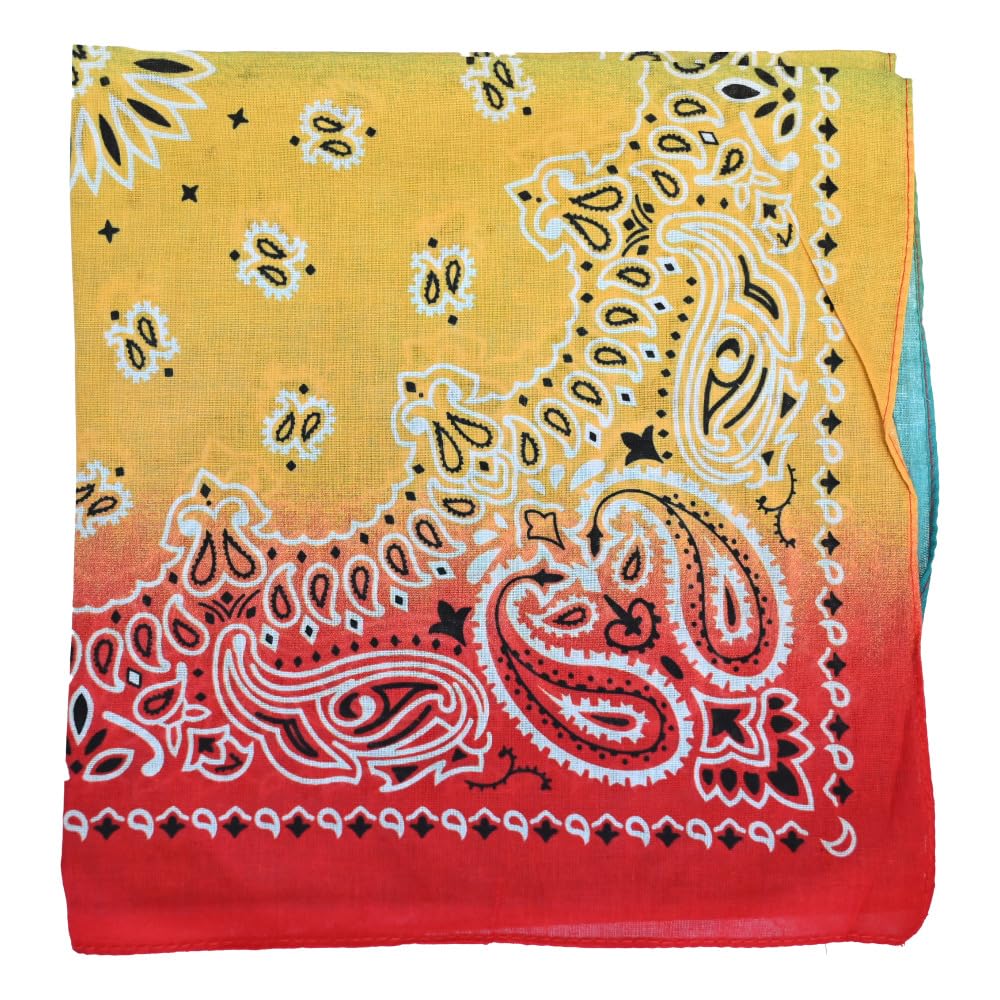 The Tie Company Unisex Red, Yellow Red Rose Paisley Bandana Head Neck Scarf Wrist Wrap Head Hair Band Flower Cotton - Red Yellow Paisley