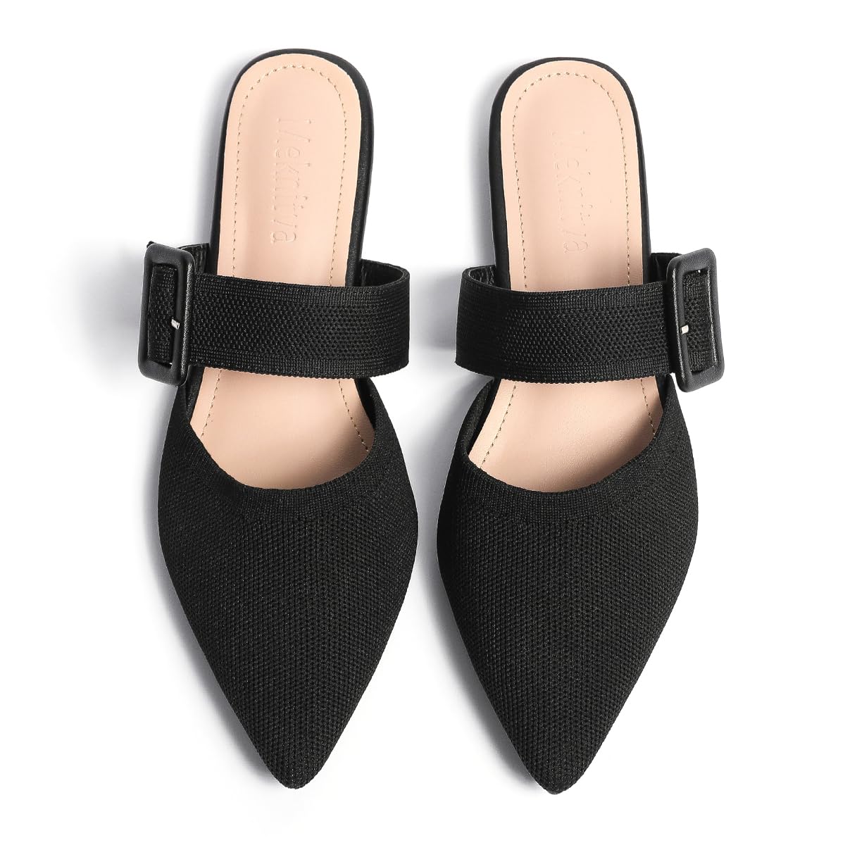 Pointed Toe Mules for Women Flats，Slip On Mules Backless，Wide Width Mules，Woven Mules for Women Dressy，Mule Slides for Women Flats Sandals